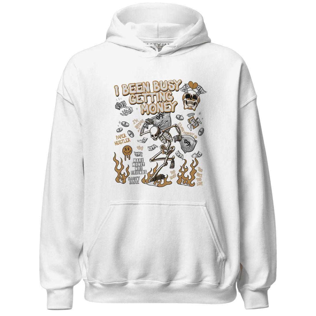 Dunk-Low-Retro-Wheat-Orange-NastyJamz-Hoodie-Match-Busy-Getting-Money-Skull