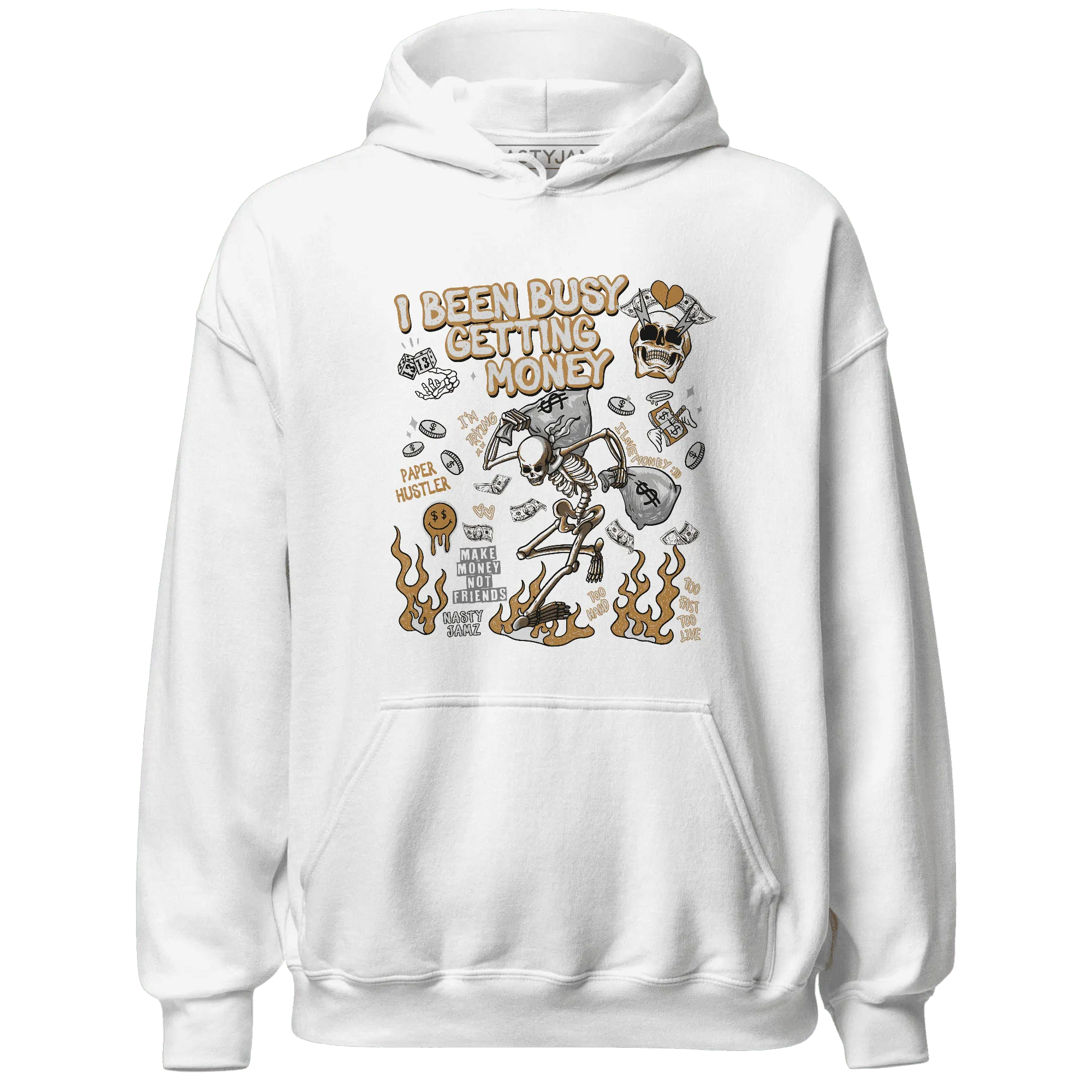 Dunk-Low-Retro-Wheat-Orange-NastyJamz-Hoodie-Match-Busy-Getting-Money-Skull