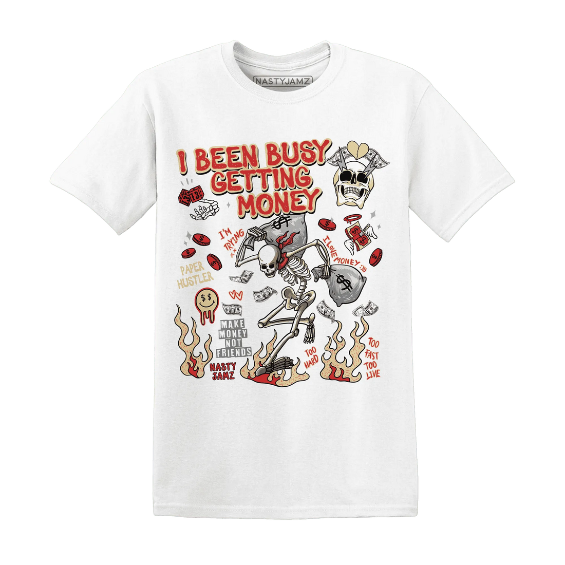 Dunk-Strawberry-Waffle-NastyJamz-T-Shirt-Match-Busy-Getting-Money-Skull