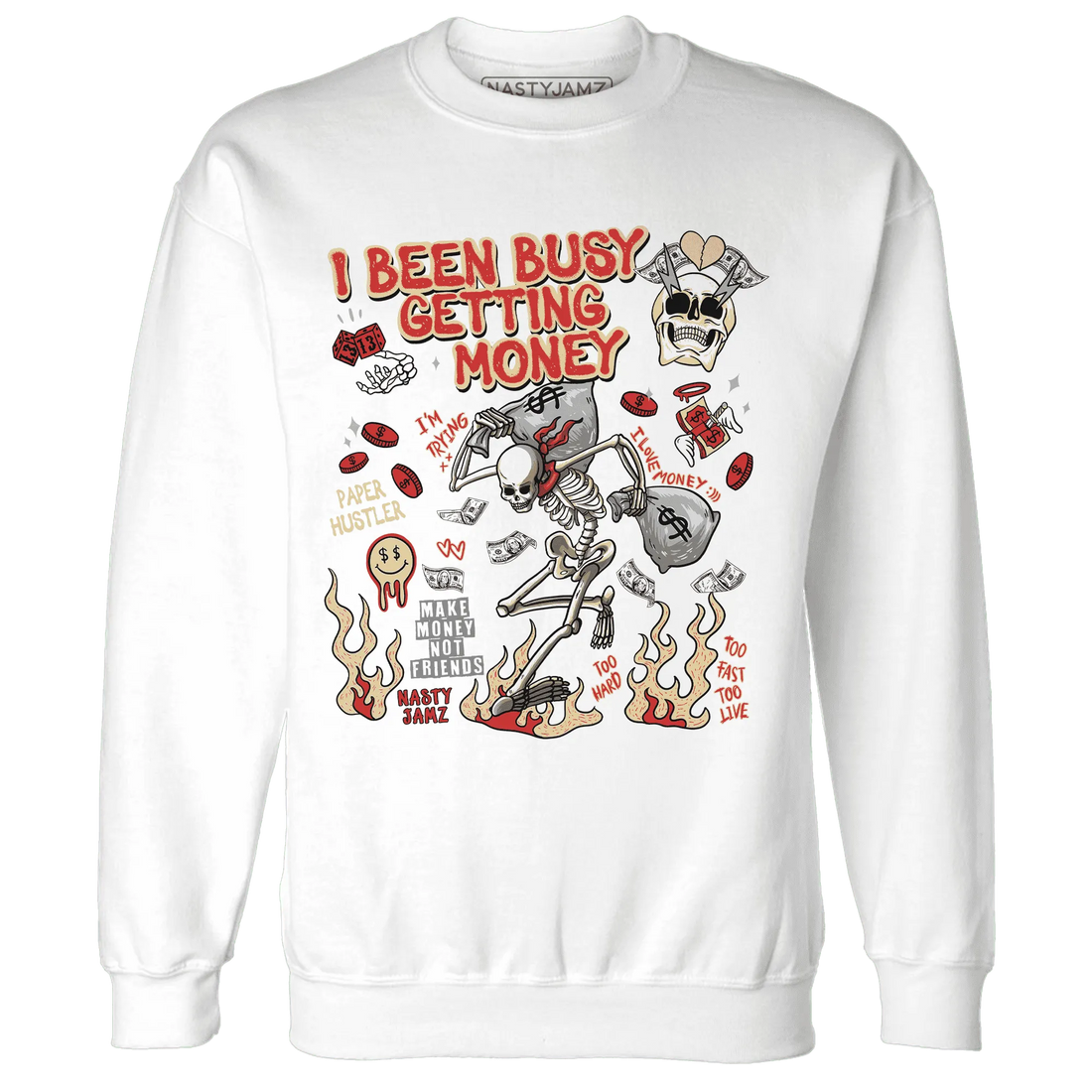 Dunk-Strawberry-Waffle-NastyJamz-Sweatshirt-Match-Busy-Getting-Money-Skull