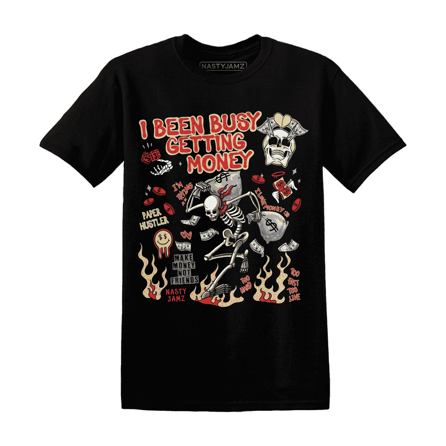 Dunk-Strawberry-Waffle-NastyJamz-T-Shirt-Match-Busy-Getting-Money-Skull