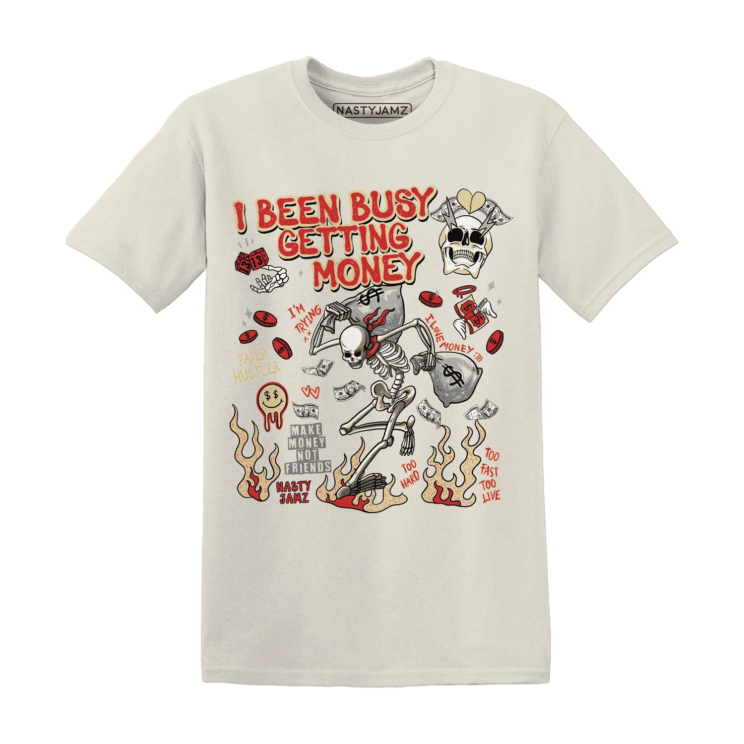 Dunk-Strawberry-Waffle-NastyJamz-T-Shirt-Match-Busy-Getting-Money-Skull