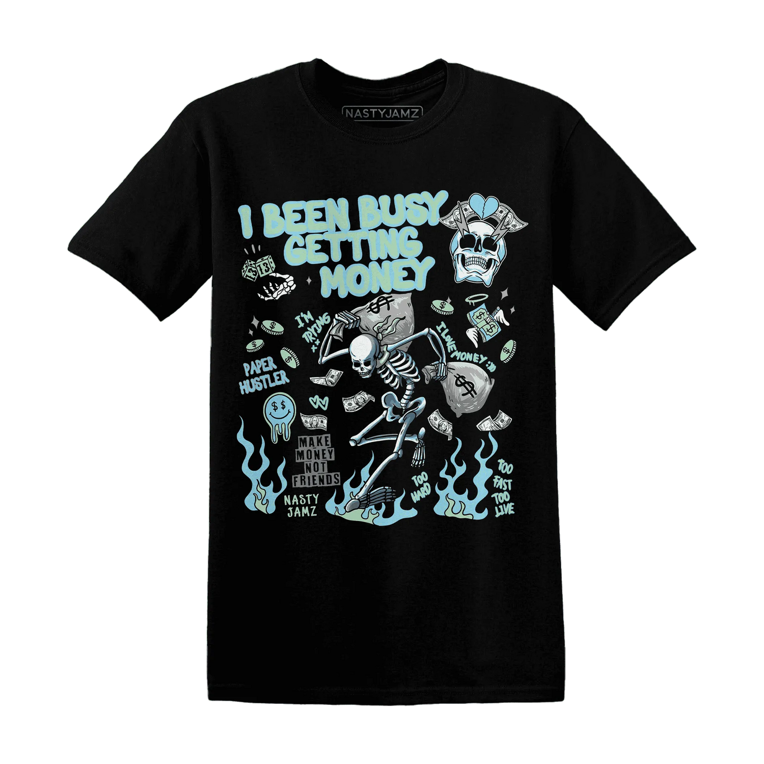 Dunk-Verdy-Visty-Blue-Gaze-Light-Arctic-T-Shirt-Match-Busy-Getting-Money-Skull