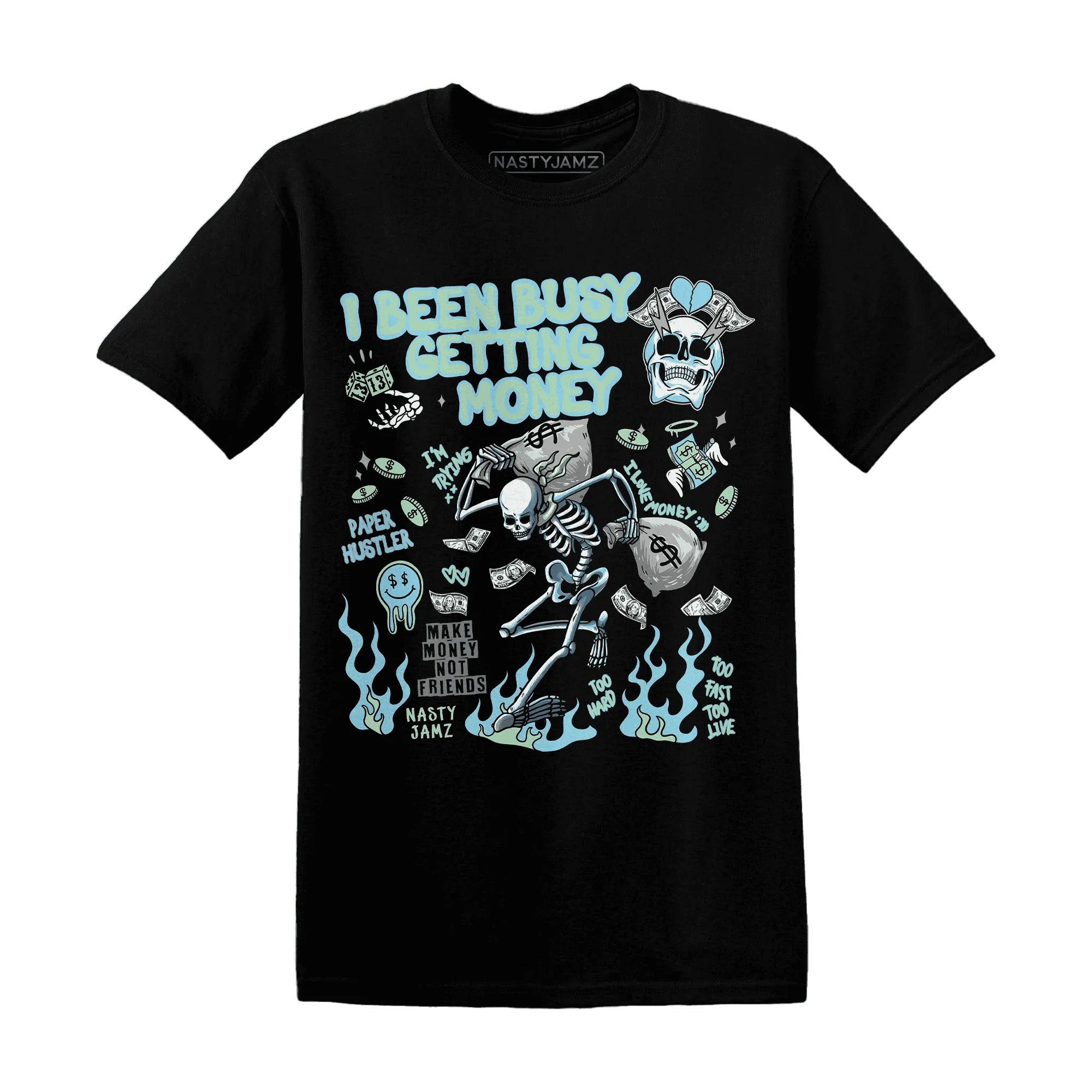 Dunk-Verdy-Visty-Blue-Gaze-Light-Arctic-T-Shirt-Match-Busy-Getting-Money-Skull
