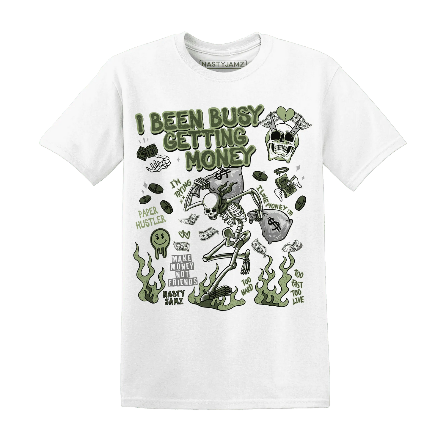 VaporMax-Plus-Alligator-NastyJamz-T-Shirt-Match-Busy-Getting-Money-Skull