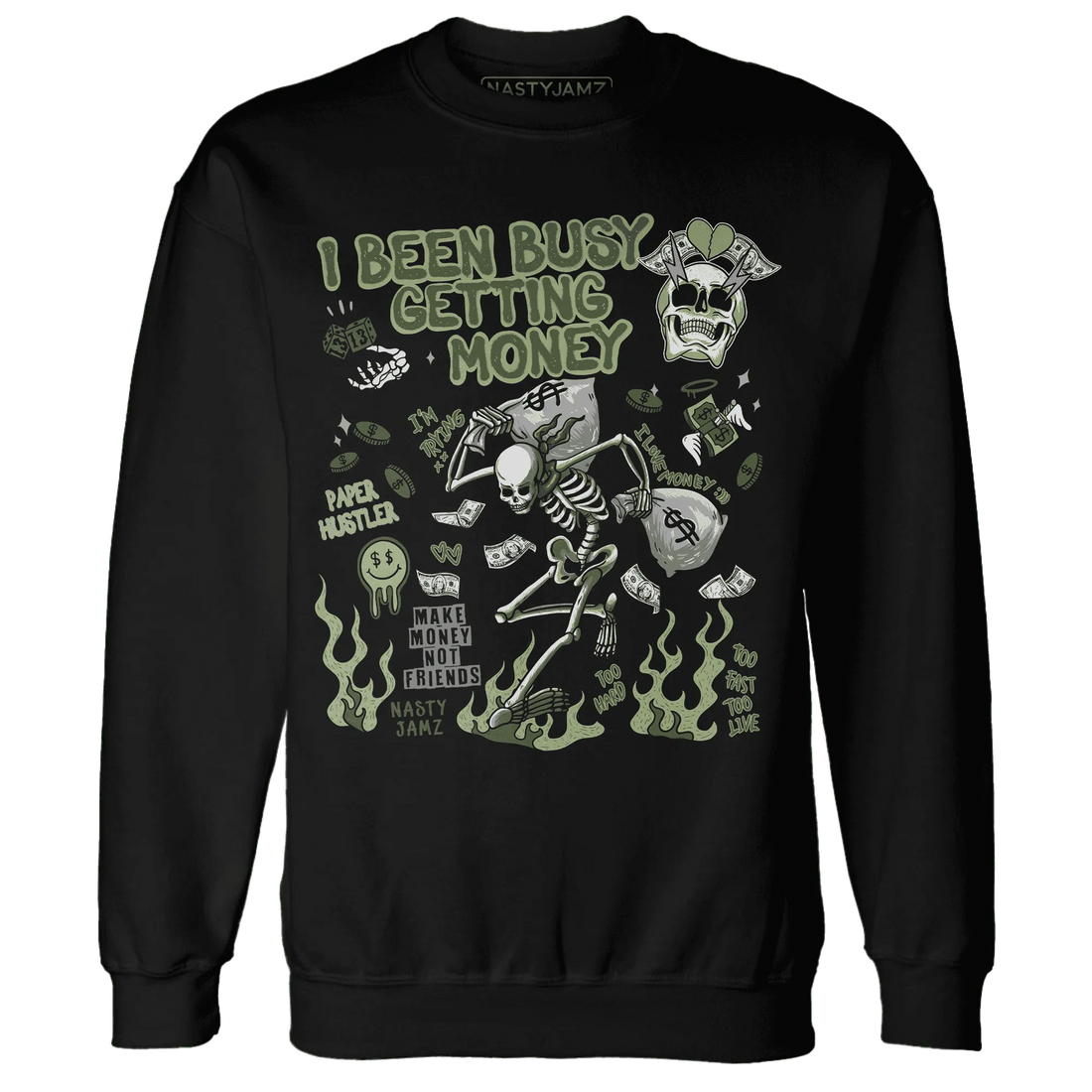 VaporMax-Plus-Alligator-NastyJamz-Sweatshirt-Match-Busy-Getting-Money-Skull