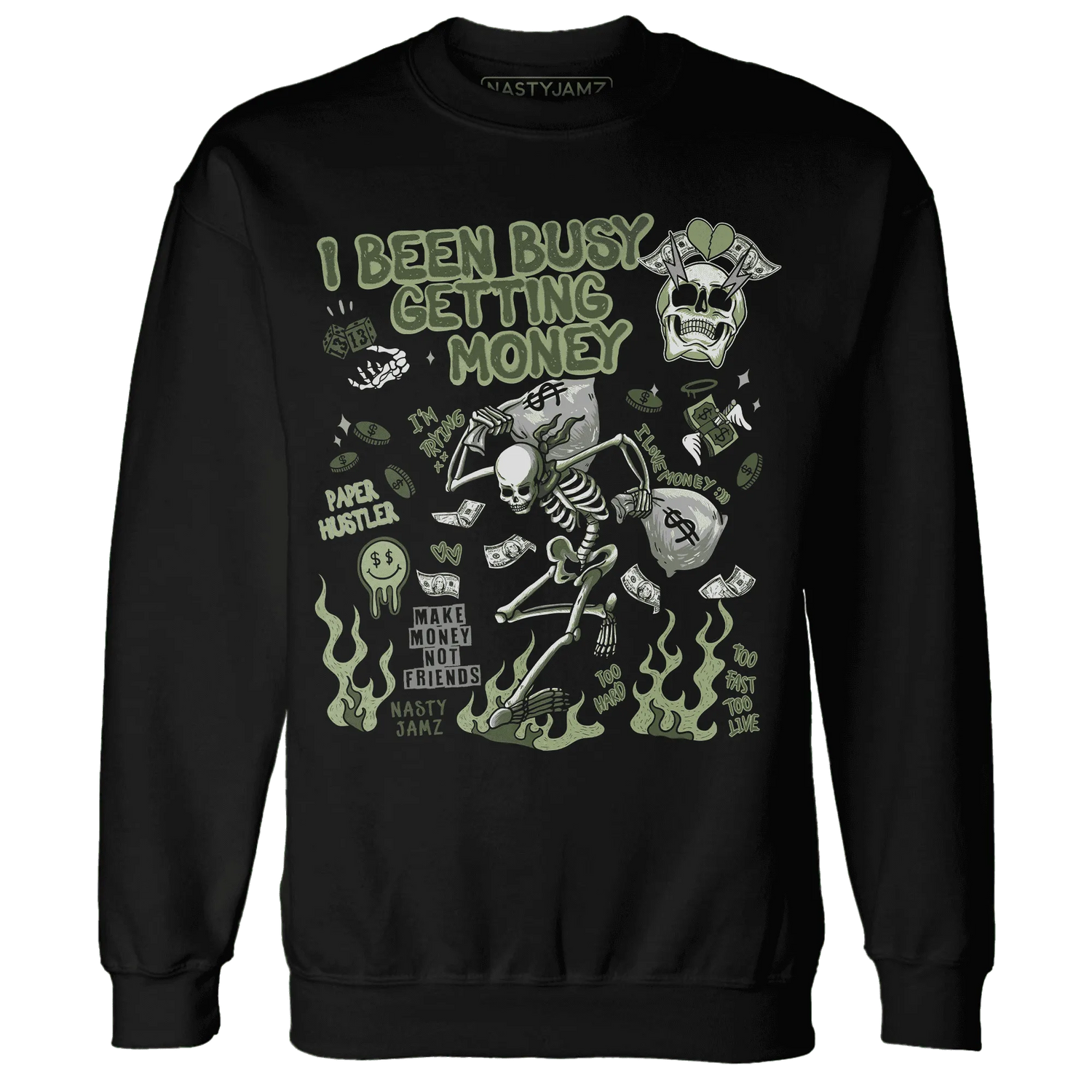 VaporMax-Plus-Alligator-NastyJamz-Sweatshirt-Match-Busy-Getting-Money-Skull