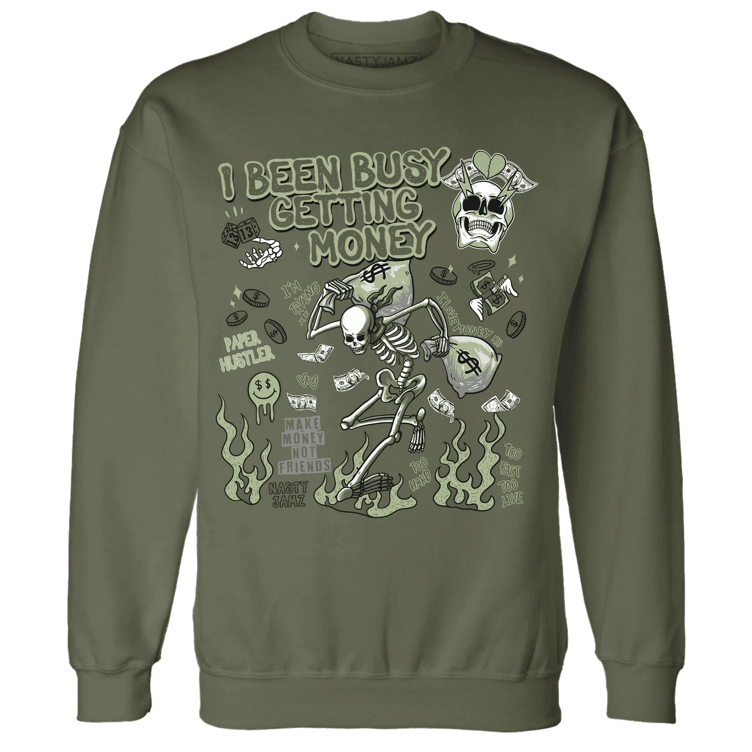VaporMax-Plus-Alligator-NastyJamz-Sweatshirt-Match-Busy-Getting-Money-Skull