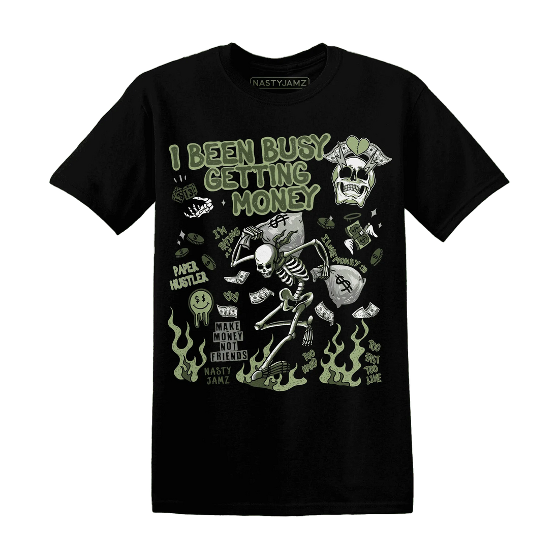 VaporMax-Plus-Alligator-NastyJamz-T-Shirt-Match-Busy-Getting-Money-Skull