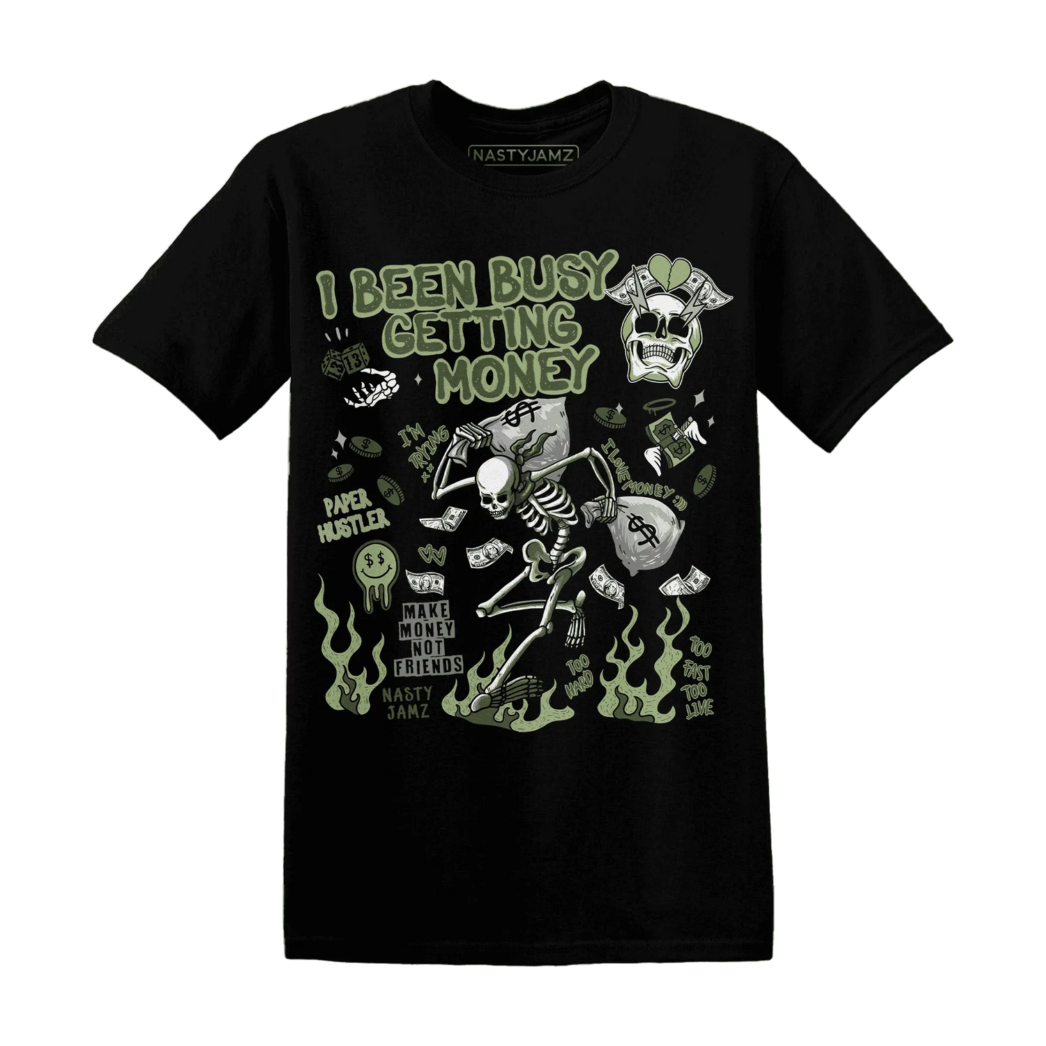 VaporMax-Plus-Alligator-NastyJamz-T-Shirt-Match-Busy-Getting-Money-Skull