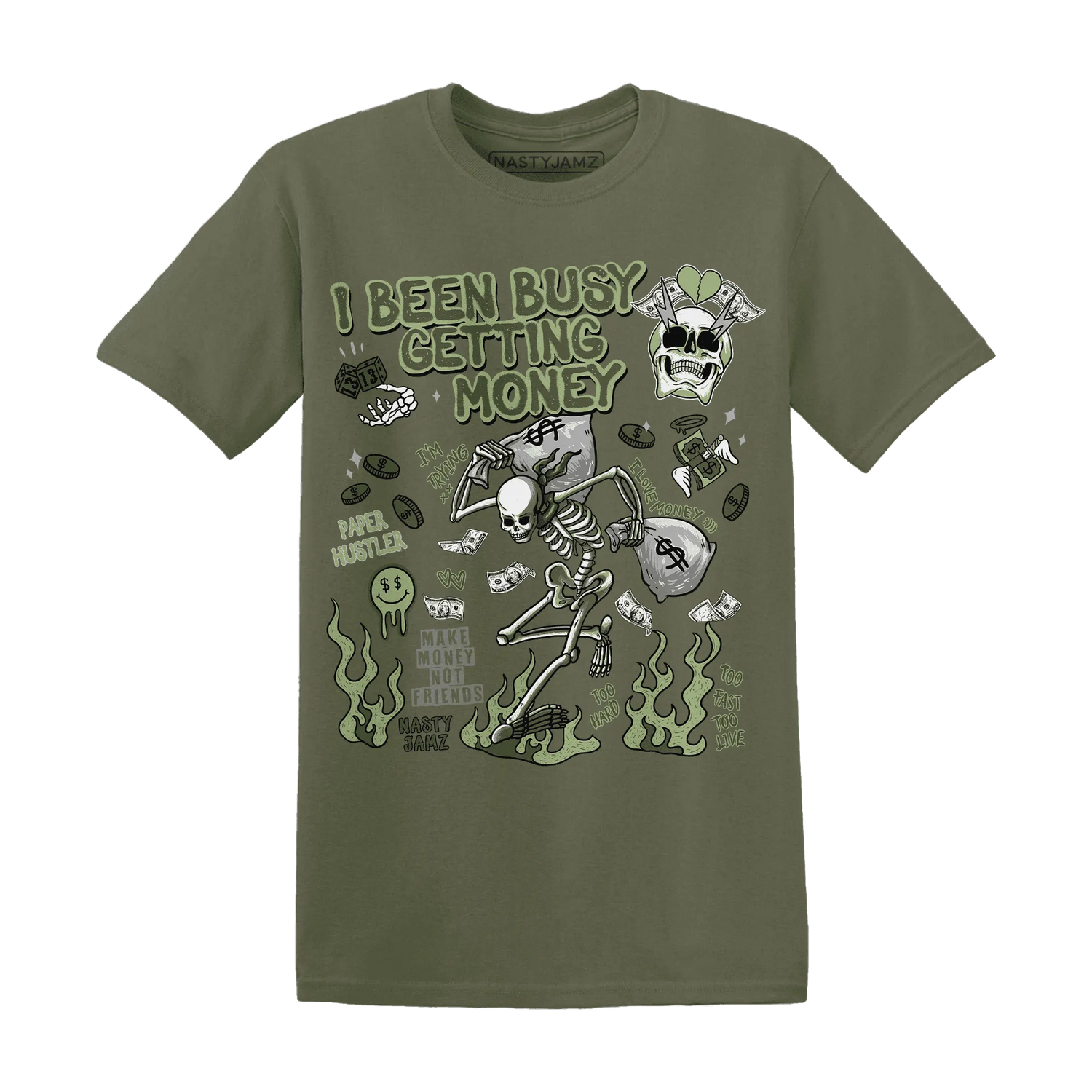 VaporMax-Plus-Alligator-NastyJamz-T-Shirt-Match-Busy-Getting-Money-Skull