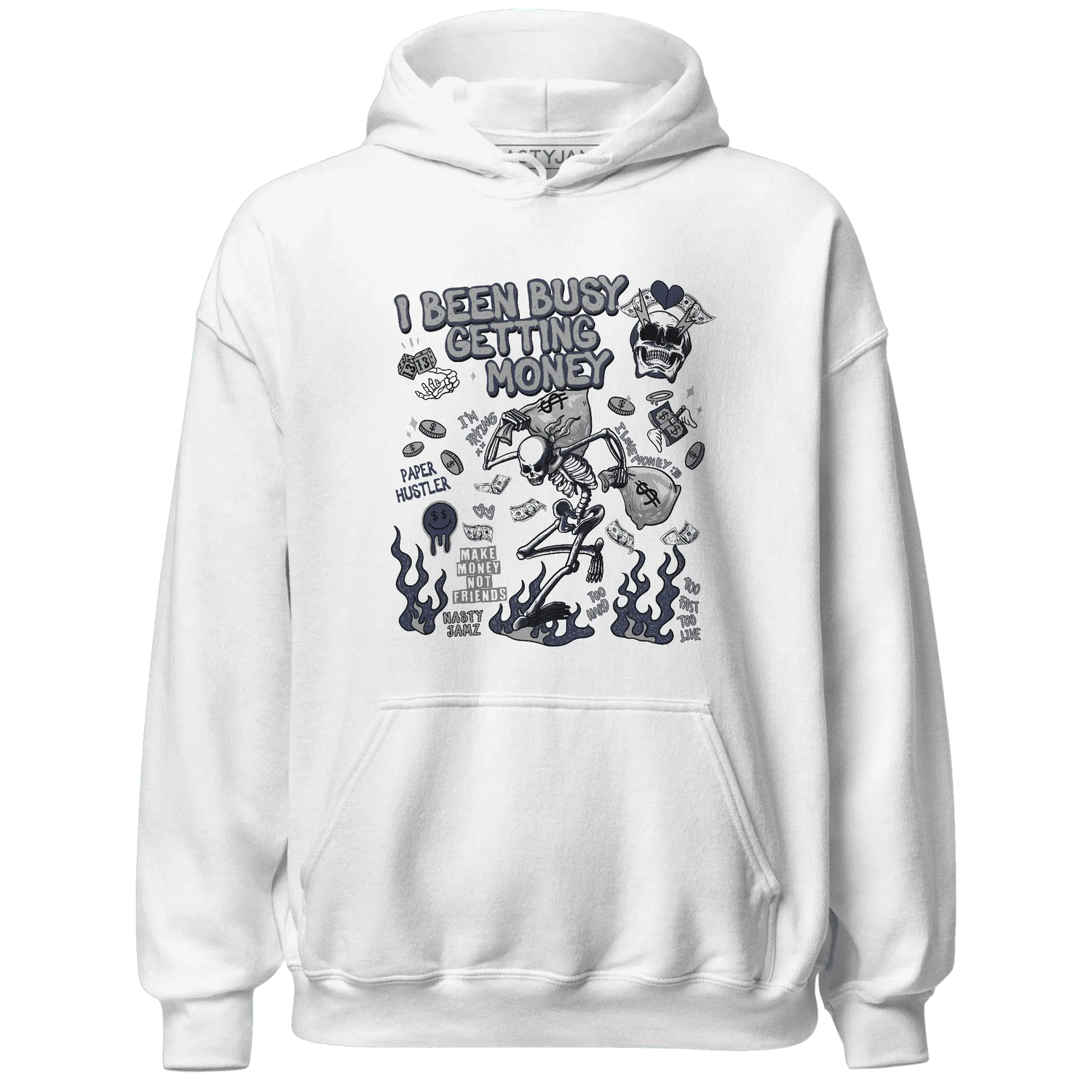 VaporMax-Plus-Midnight-Navy-White-Metallic-Silver-Hoodie-Match-Busy-Getting-Money-Skull