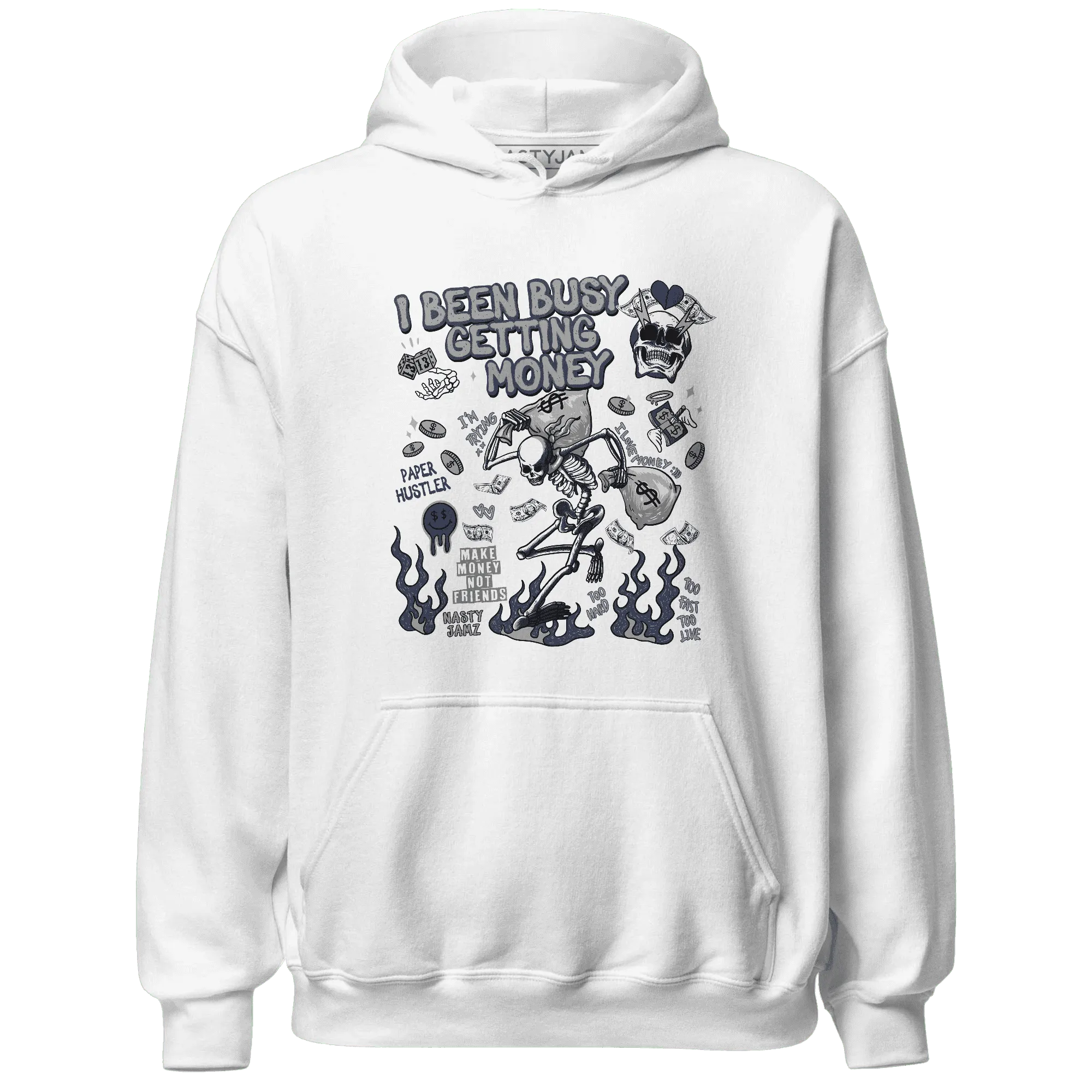 VaporMax-Plus-Midnight-Navy-White-Metallic-Silver-Hoodie-Match-Busy-Getting-Money-Skull
