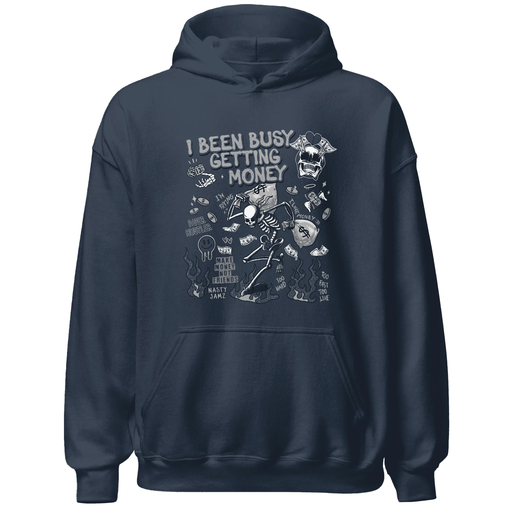 VaporMax-Plus-Midnight-Navy-White-Metallic-Silver-Hoodie-Match-Busy-Getting-Money-Skull