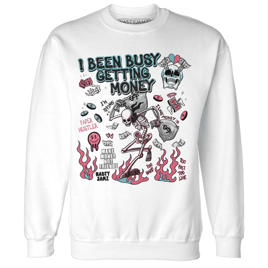 VaporMax-Plus-South-Beach-NastyJamz-Sweatshirt-Match-Busy-Getting-Money-Skull