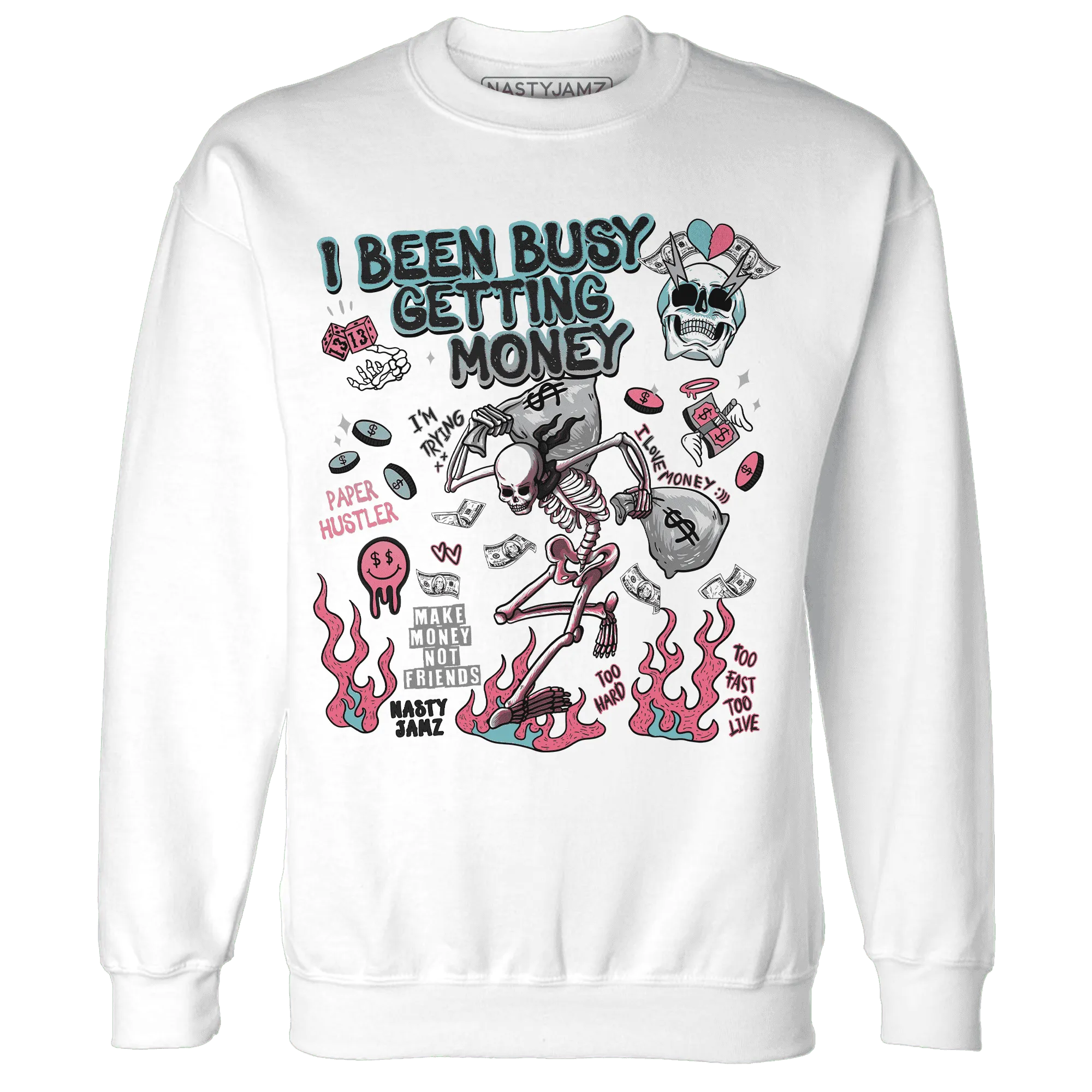VaporMax-Plus-South-Beach-NastyJamz-Sweatshirt-Match-Busy-Getting-Money-Skull