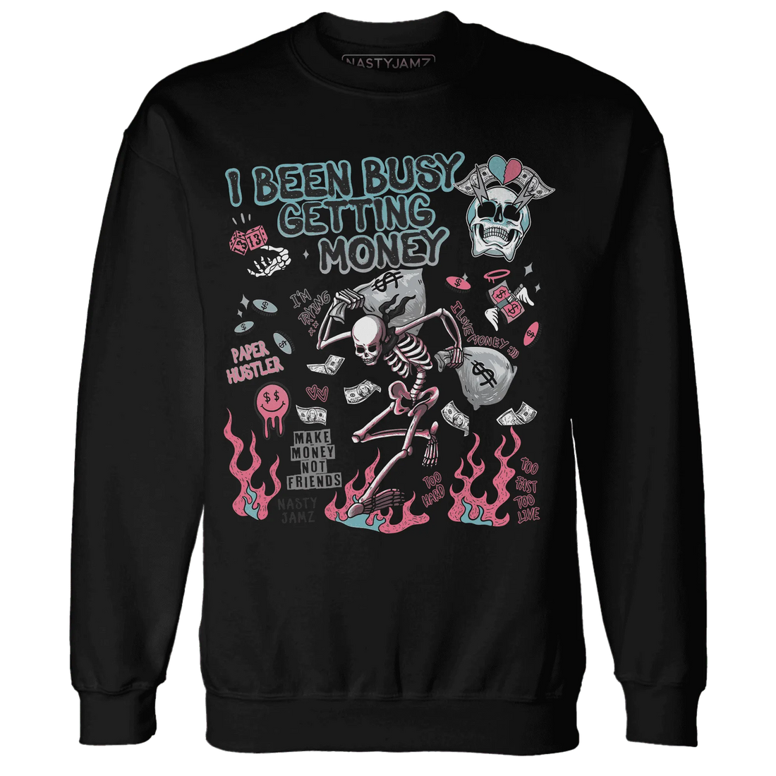 VaporMax-Plus-South-Beach-NastyJamz-Sweatshirt-Match-Busy-Getting-Money-Skull