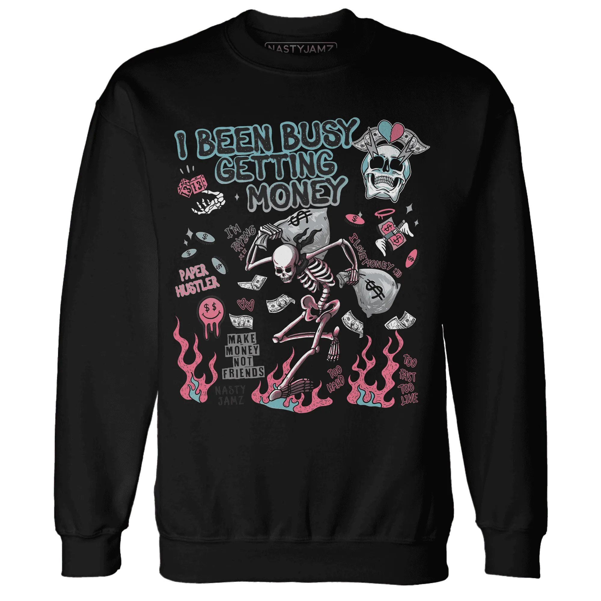 VaporMax-Plus-South-Beach-NastyJamz-Sweatshirt-Match-Busy-Getting-Money-Skull