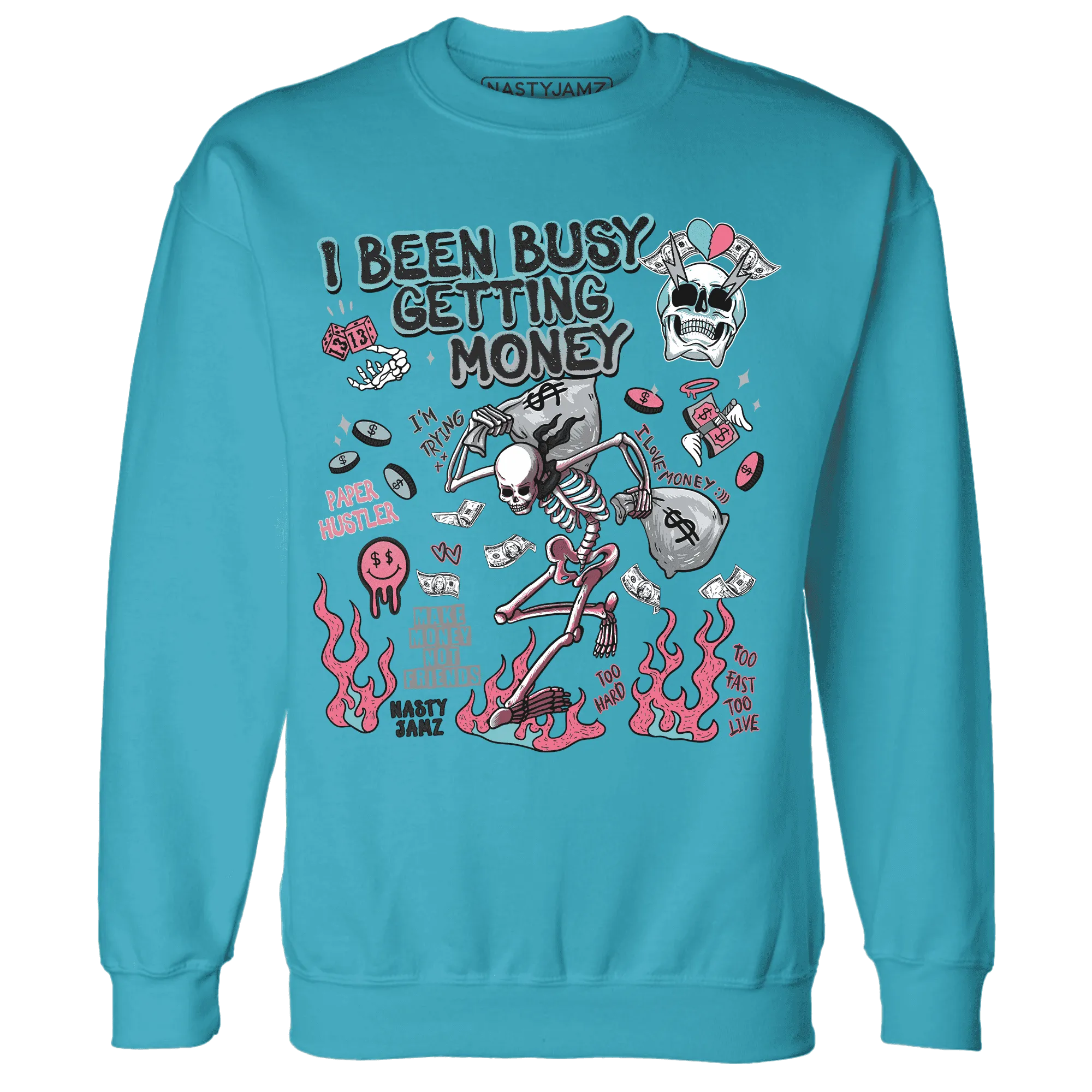 VaporMax-Plus-South-Beach-NastyJamz-Sweatshirt-Match-Busy-Getting-Money-Skull