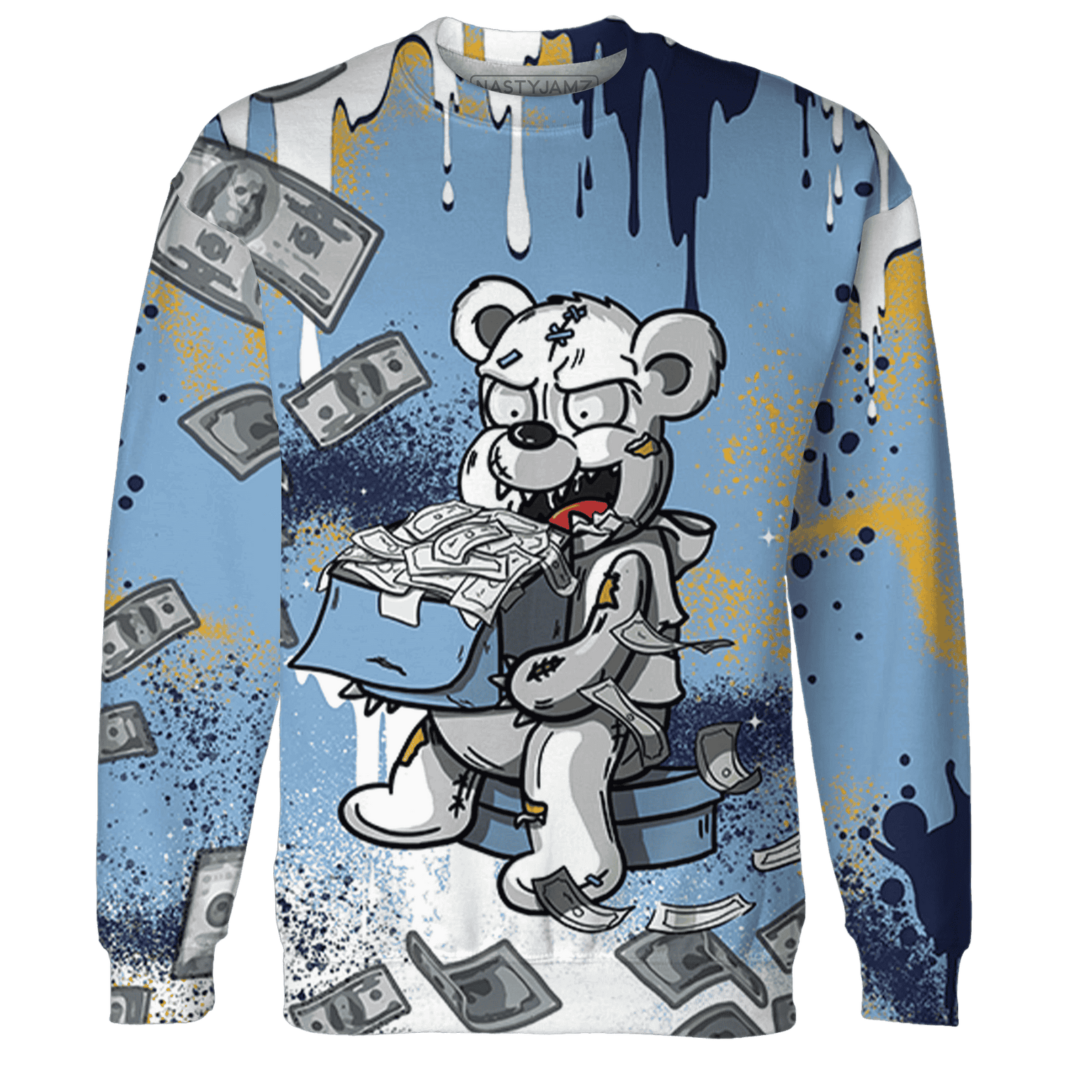 First In Flight 1s Sweatshirt Match Cash Money 3D All-Over Print Splash Paint - NastyJamz