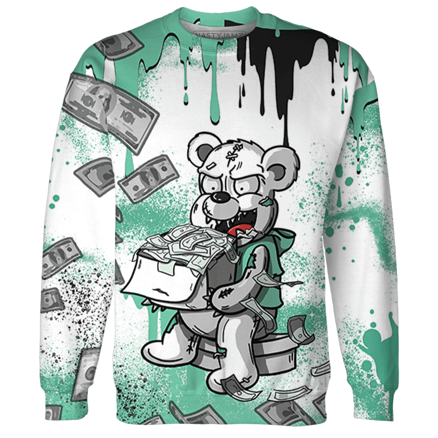 High OG Green Glow 1s Sweatshirt Match Cash Money 3D All-Over Print Splash Paint - NastyJamz