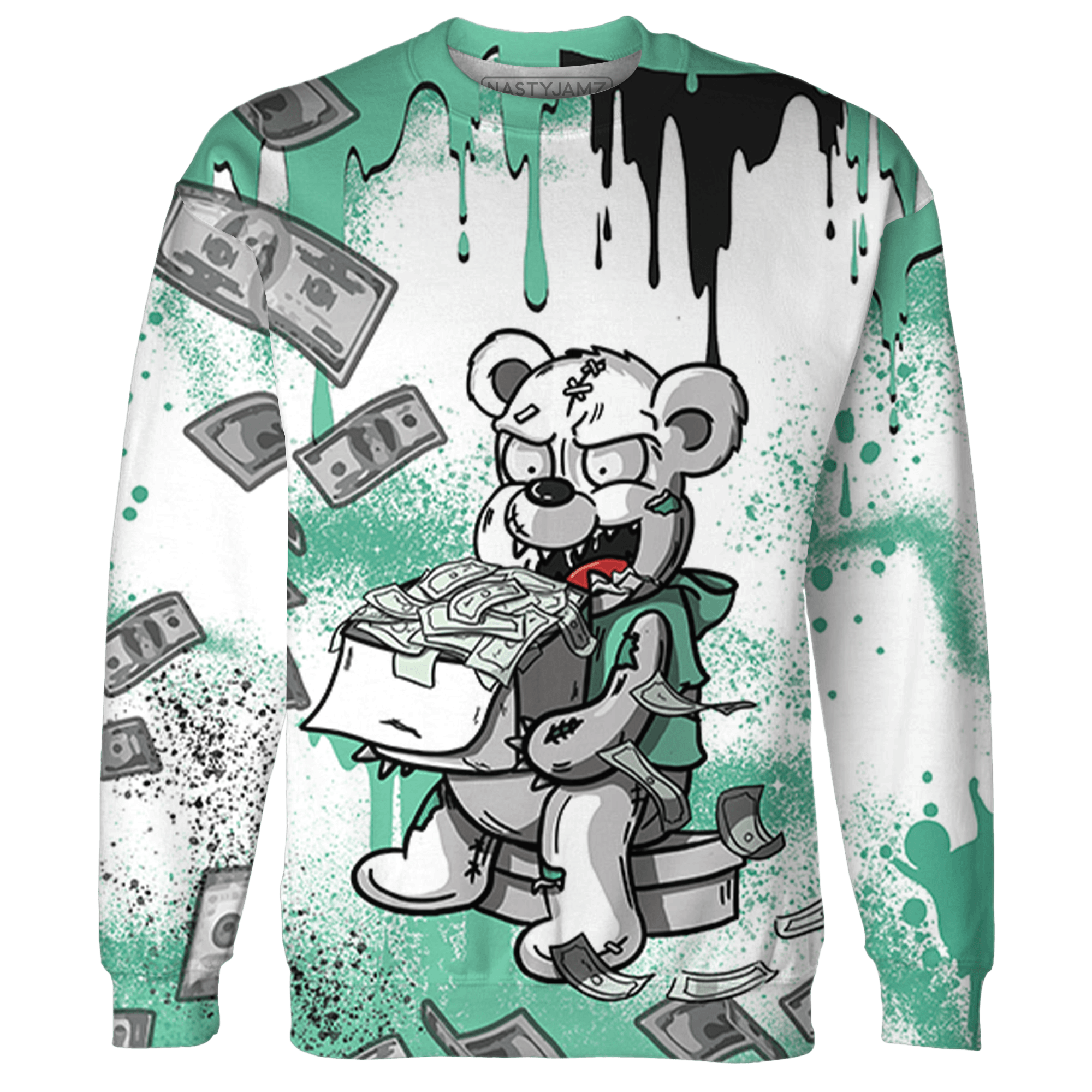 High OG Green Glow 1s Sweatshirt Match Cash Money 3D All-Over Print Splash Paint - NastyJamz