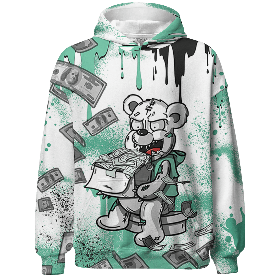 High OG Green Glow 1s Hoodie Match Cash Money 3D All-Over Print Splash Paint - NastyJamz