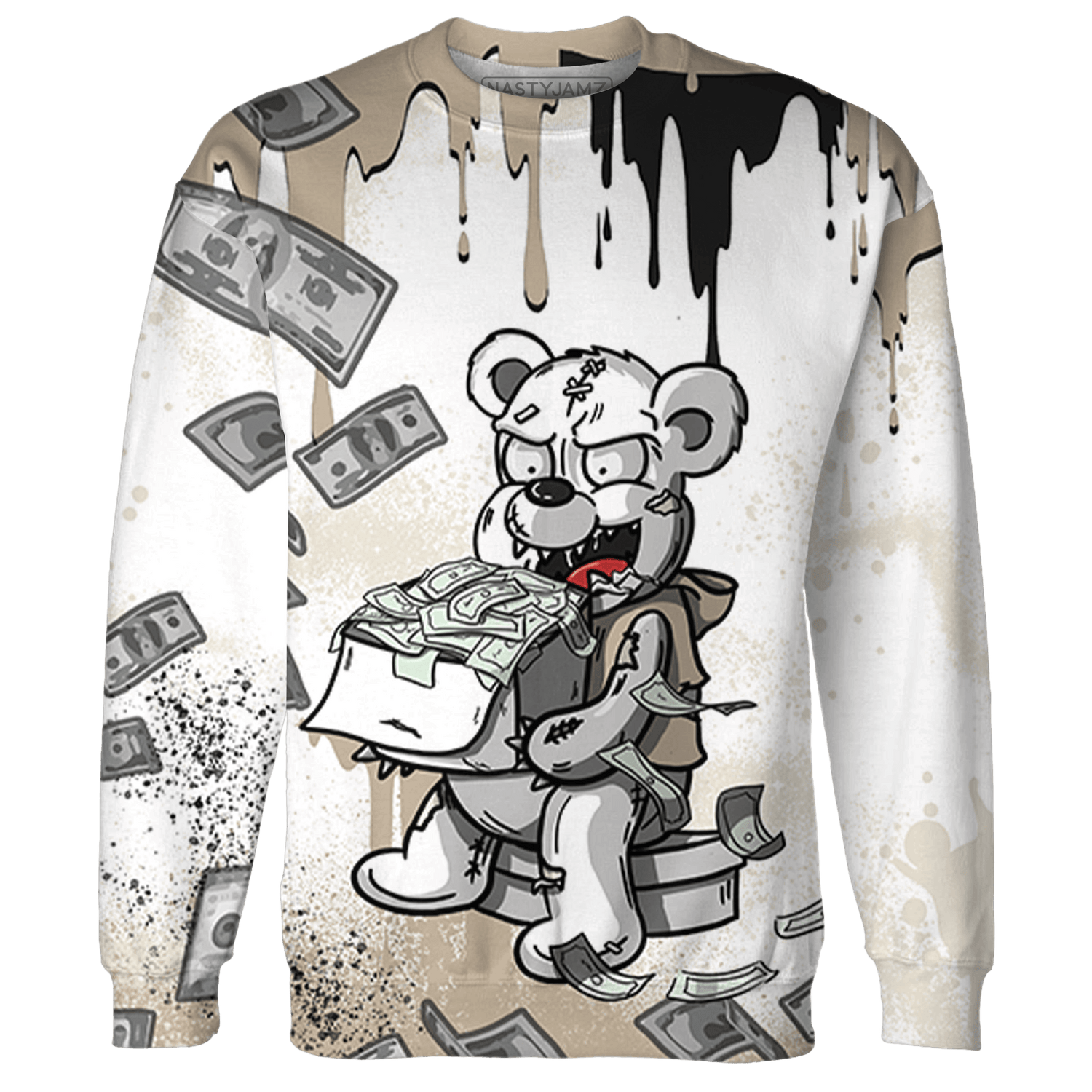 Latte 1s Sweatshirt Match Cash Money 3D All-Over Print Splash Paint - NastyJamz