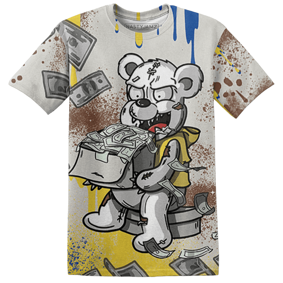 Low OG Canary TVSC 1s T Shirt Match Cash Money 3D All-Over Print Splash Paint - NastyJamz
