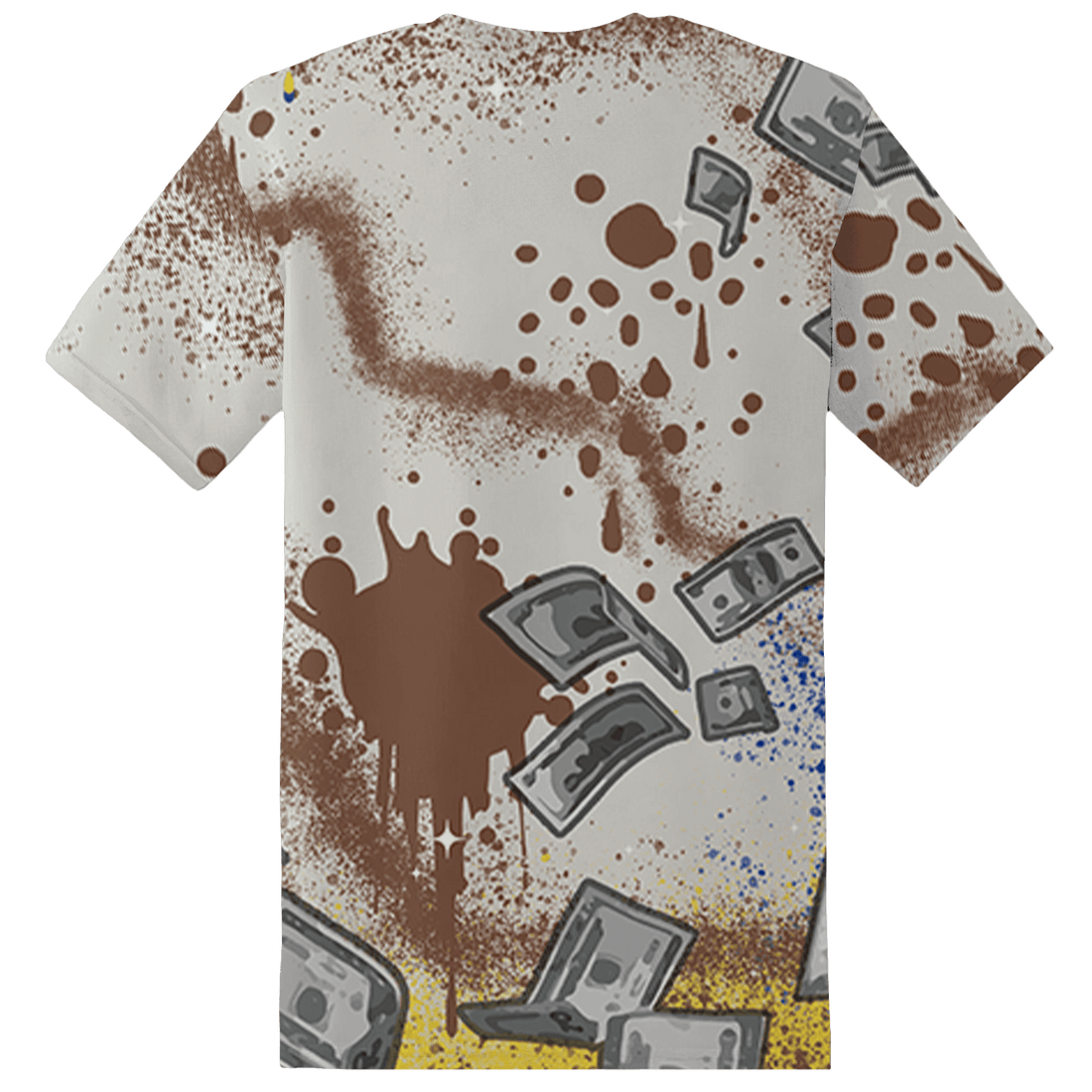 Low OG Canary TVSC 1s T Shirt Match Cash Money 3D All-Over Print Splash Paint - NastyJamz