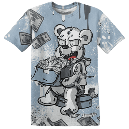 Mid Diffused Blue Grey 1s T Shirt Match Cash Money 3D All-Over Print Splash Paint - NastyJamz