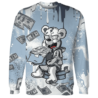 Mid Diffused Blue Grey 1s Sweatshirt Match Cash Money 3D All-Over Print Splash Paint - NastyJamz