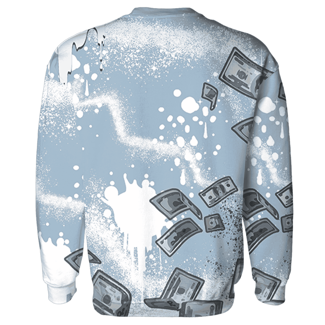 Mid Diffused Blue Grey 1s Sweatshirt Match Cash Money 3D All-Over Print Splash Paint - NastyJamz