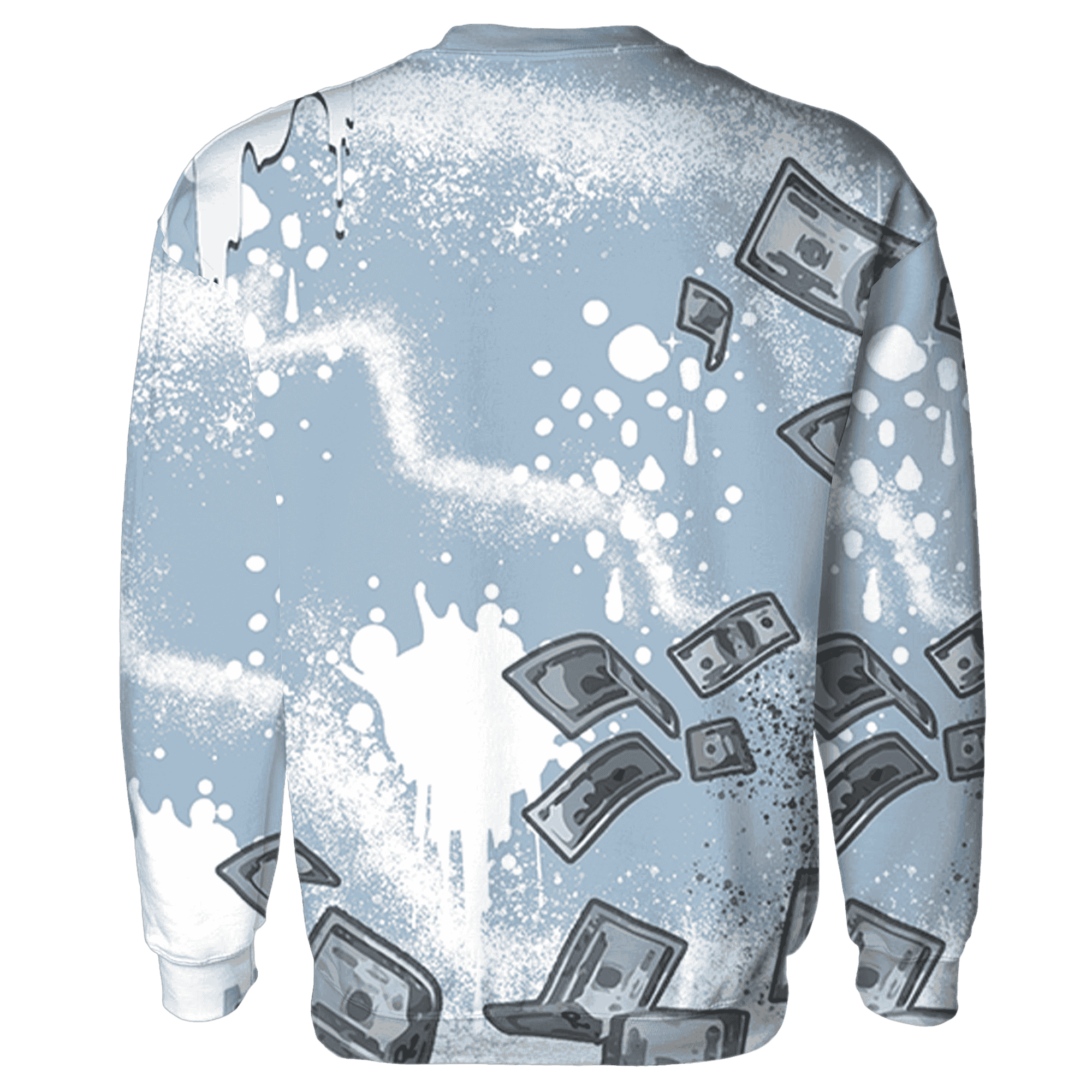 Mid Diffused Blue Grey 1s Sweatshirt Match Cash Money 3D All-Over Print Splash Paint - NastyJamz