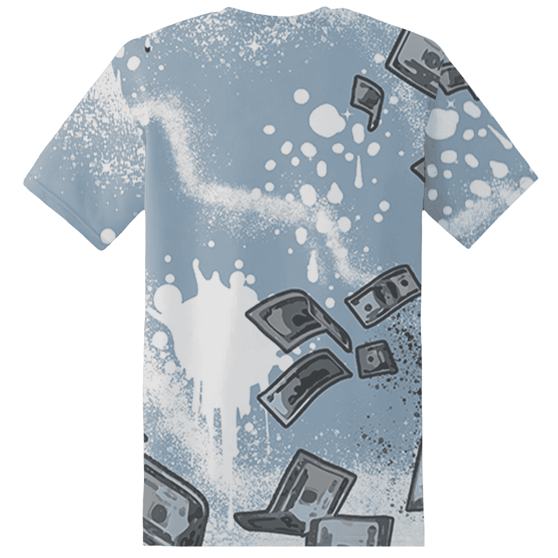 Mid Diffused Blue Grey 1s T Shirt Match Cash Money 3D All-Over Print Splash Paint - NastyJamz