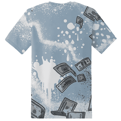 Mid Diffused Blue Grey 1s T Shirt Match Cash Money 3D All-Over Print Splash Paint - NastyJamz