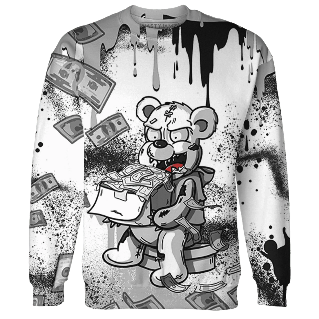 Wolf-Grey-1s-Sweatshirt-Match-Cash-Money-3D-Splash-Paint