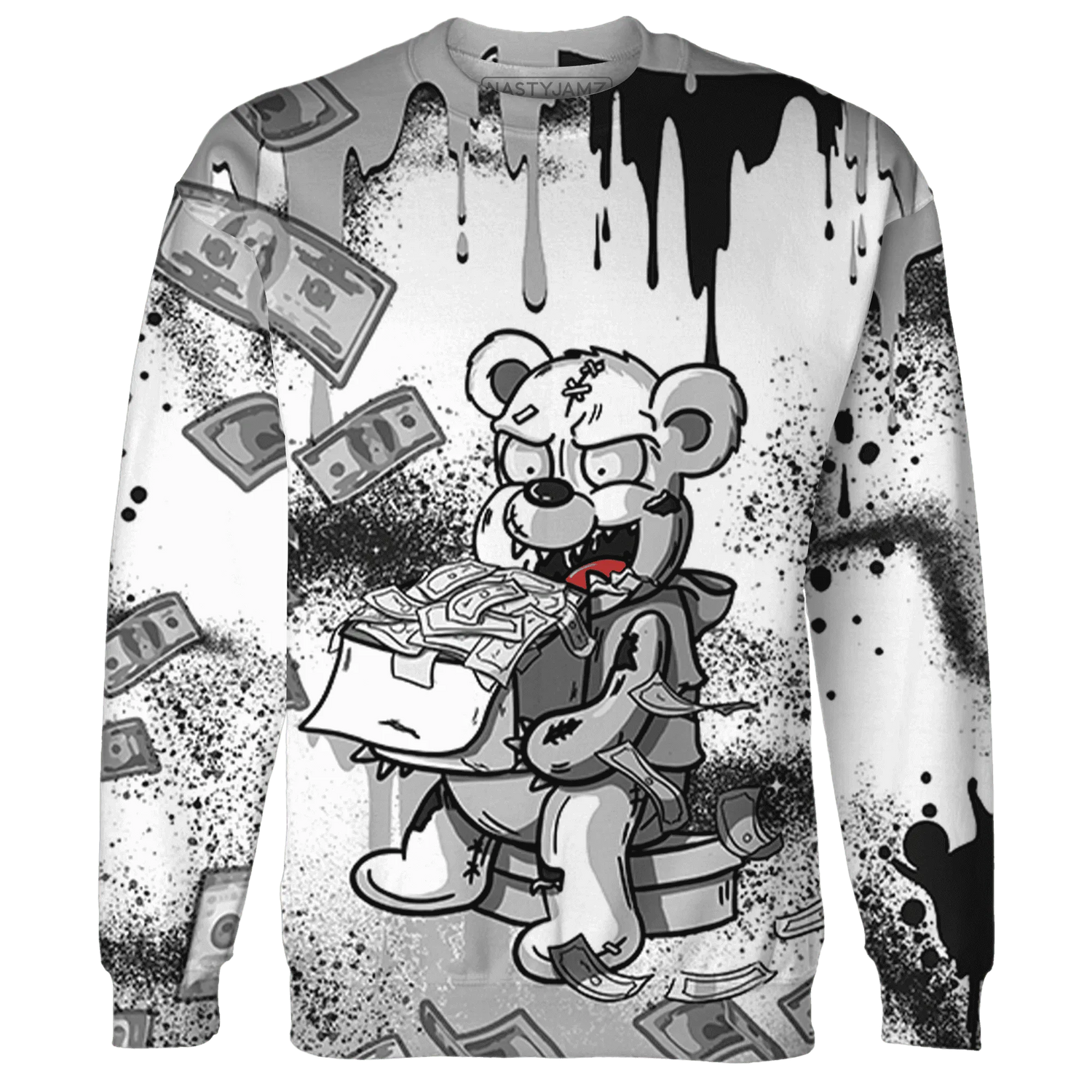 Wolf-Grey-1s-Sweatshirt-Match-Cash-Money-3D-Splash-Paint
