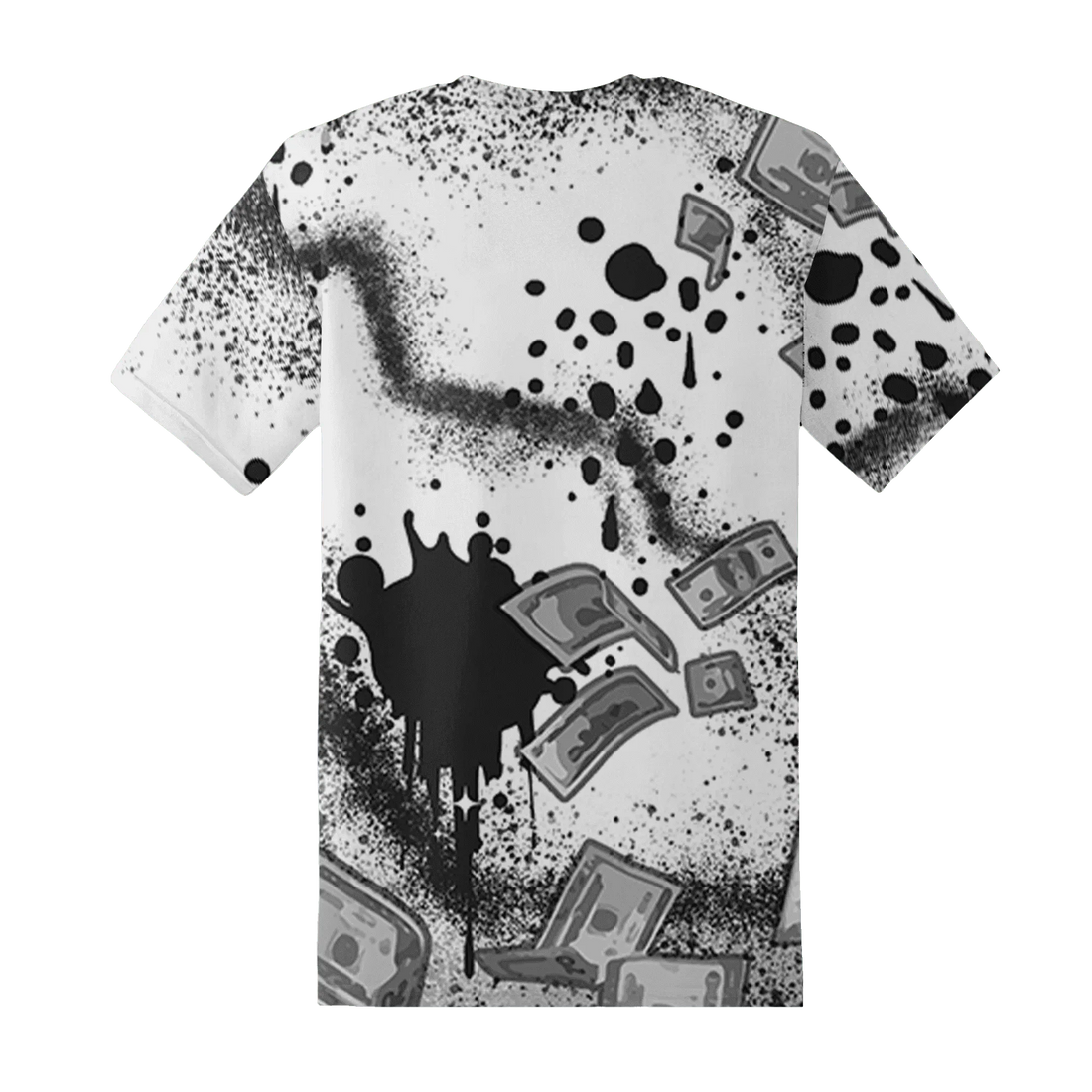 Wolf-Grey-1s-T-Shirt-Match-Cash-Money-3D-Splash-Paint