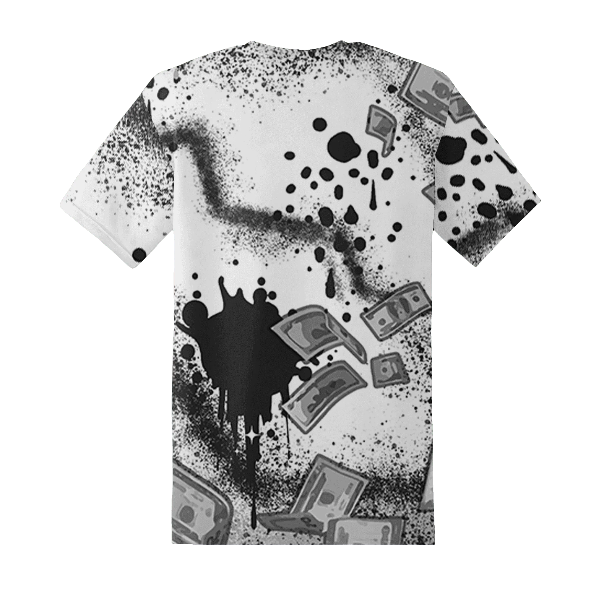Wolf-Grey-1s-T-Shirt-Match-Cash-Money-3D-Splash-Paint