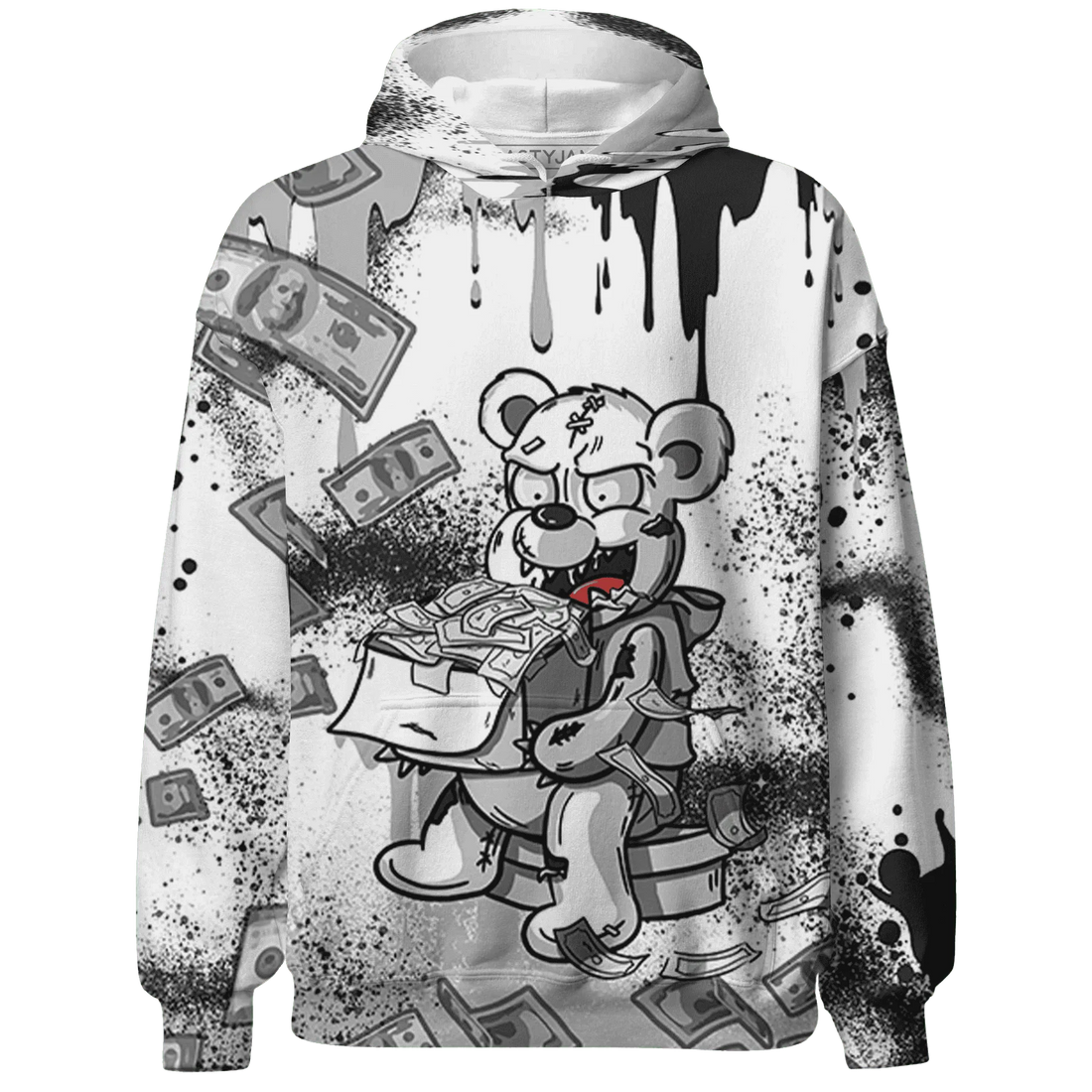 Wolf-Grey-1s-Hoodie-Match-Cash-Money-3D-Splash-Paint