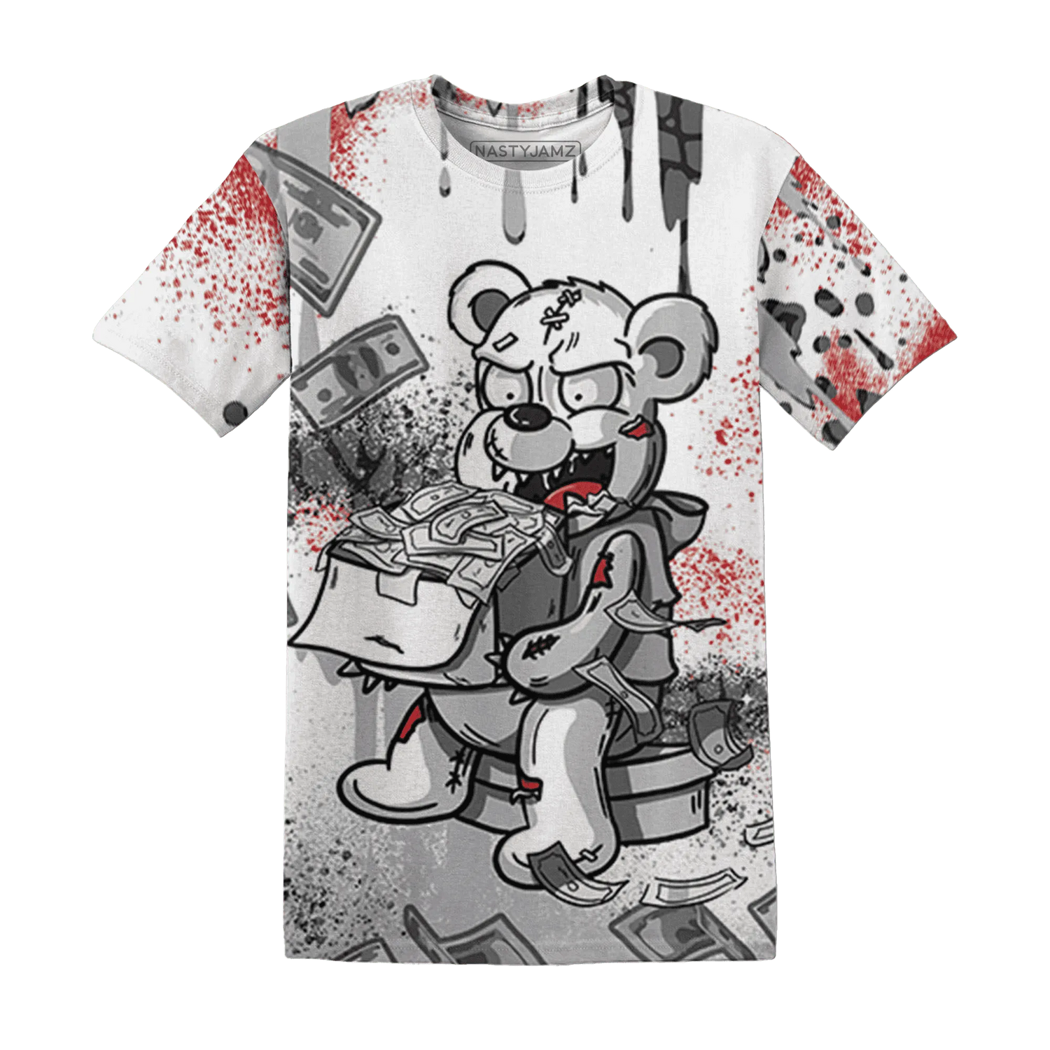 Cement-Grey-3s-T-Shirt-Match-Cash-Money-3D-Splash-Paint