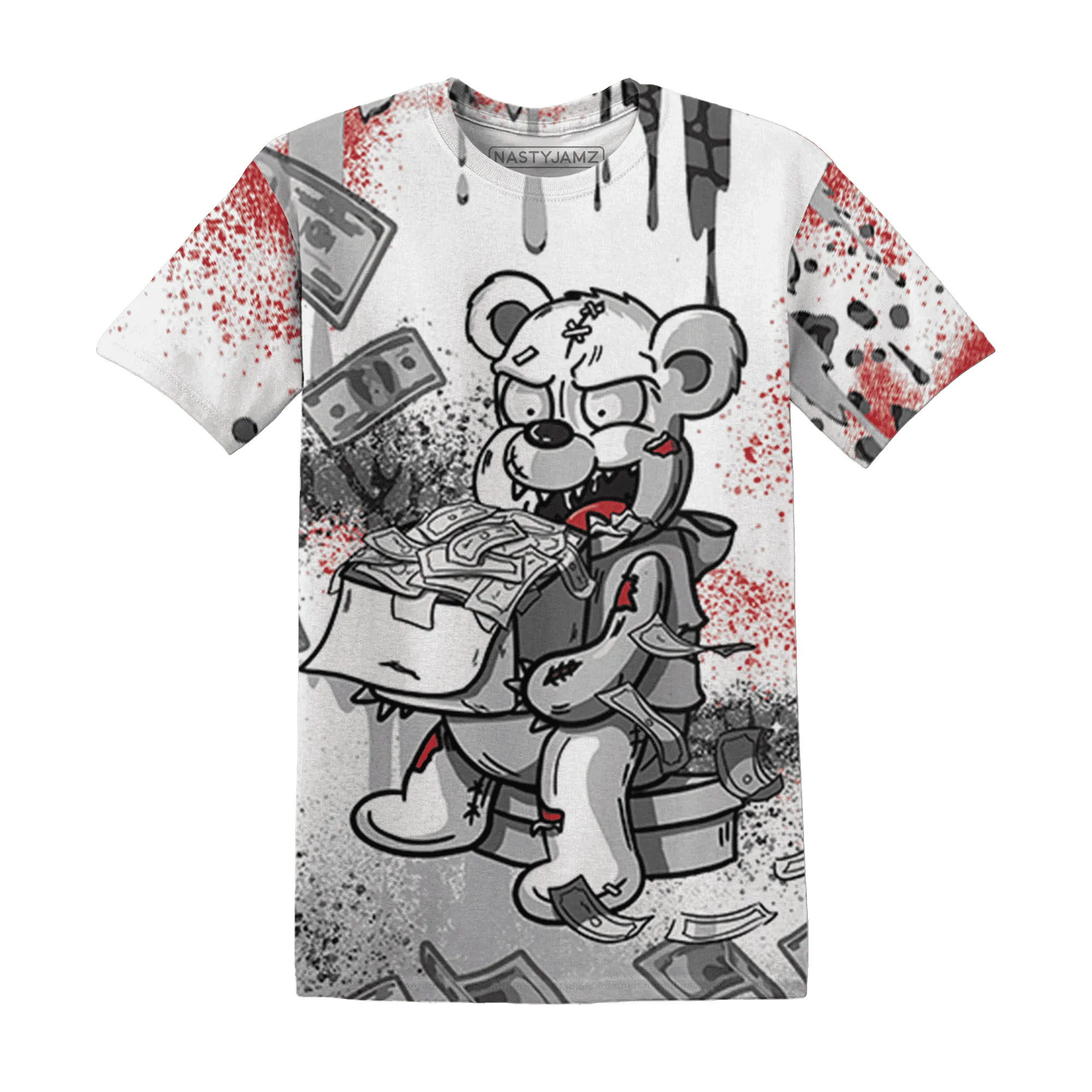 Cement-Grey-3s-T-Shirt-Match-Cash-Money-3D-Splash-Paint