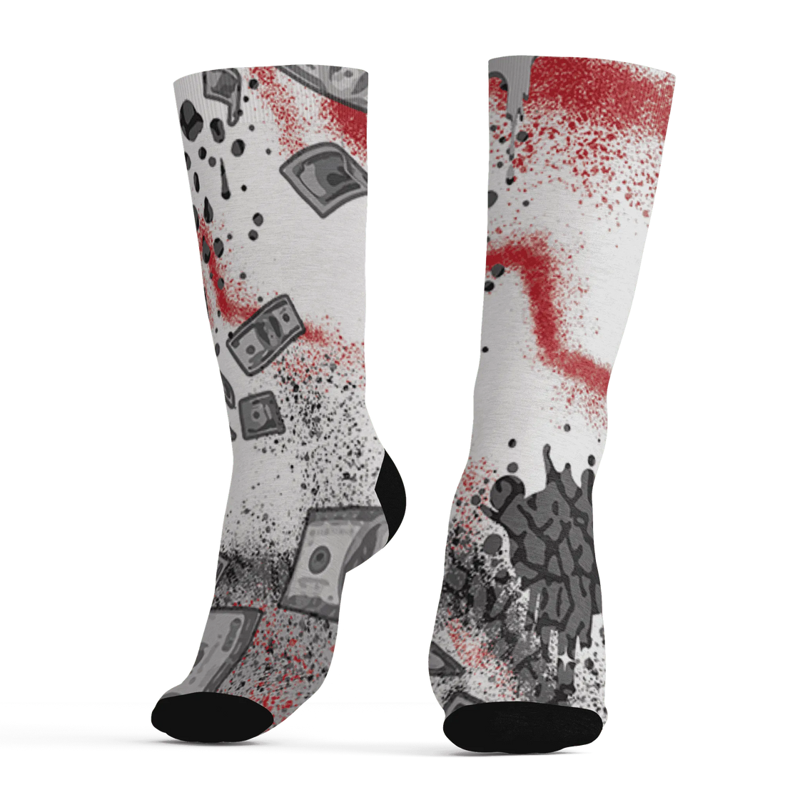 Cement-Grey-3s-Socks-Match-Cash-Money-3D-Splash-Paint