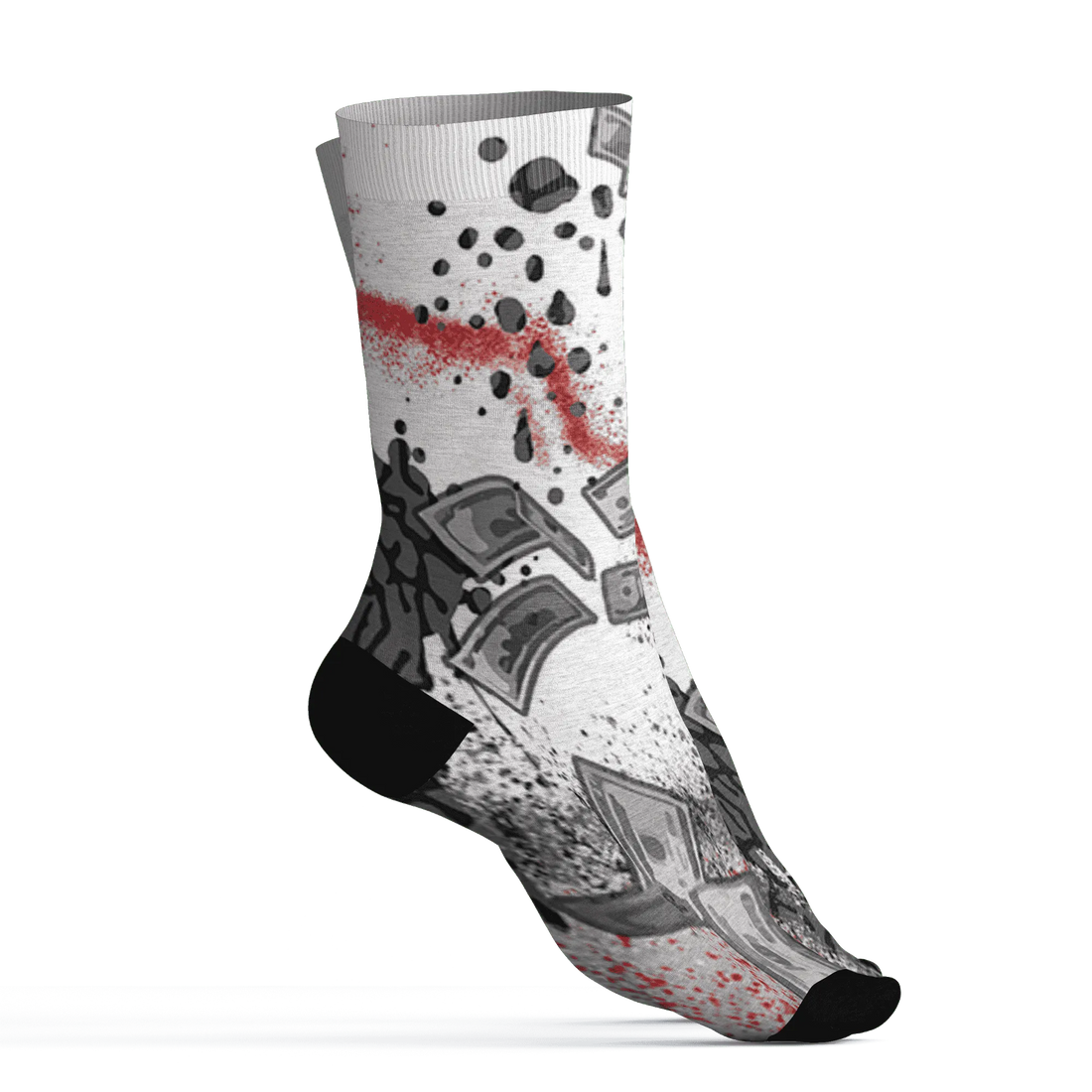Cement-Grey-3s-Socks-Match-Cash-Money-3D-Splash-Paint