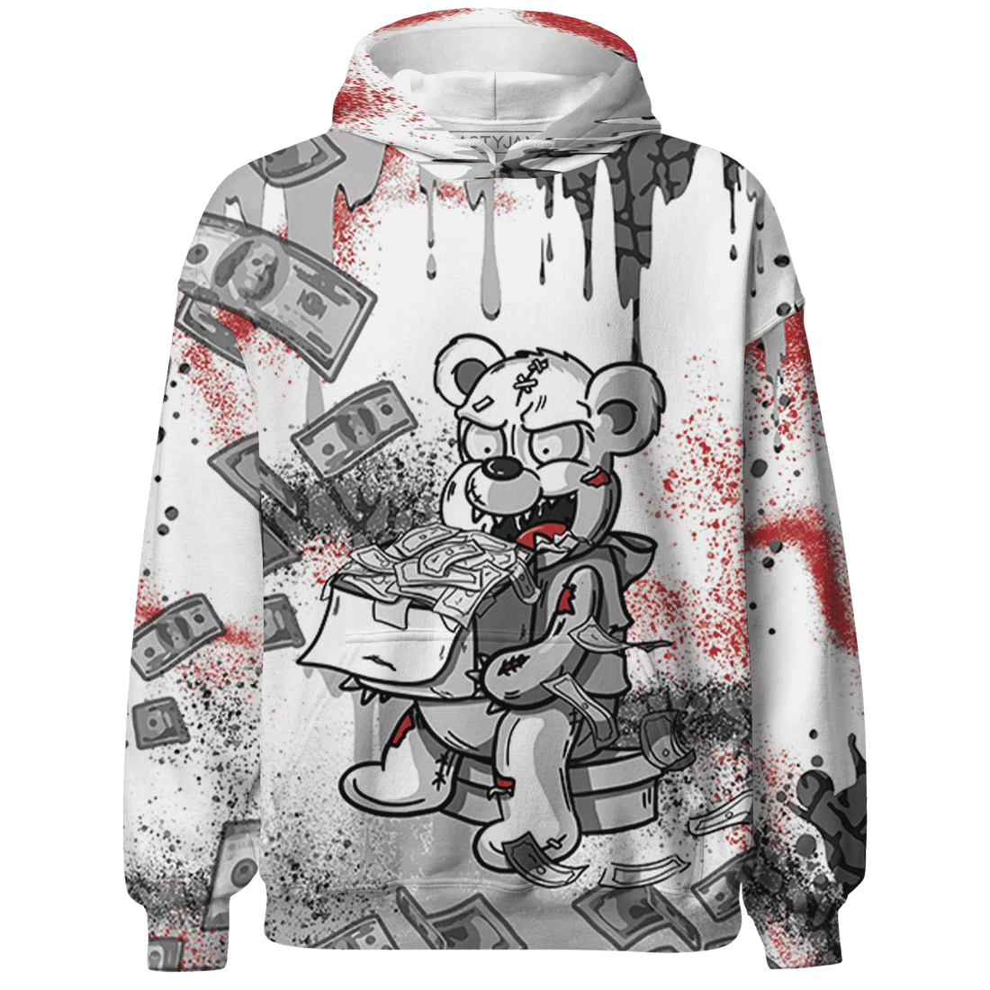 Cement-Grey-3s-Hoodie-Match-Cash-Money-3D-Splash-Paint