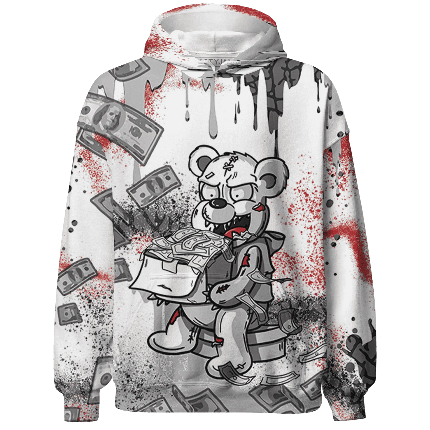 Cement-Grey-3s-Hoodie-Match-Cash-Money-3D-Splash-Paint