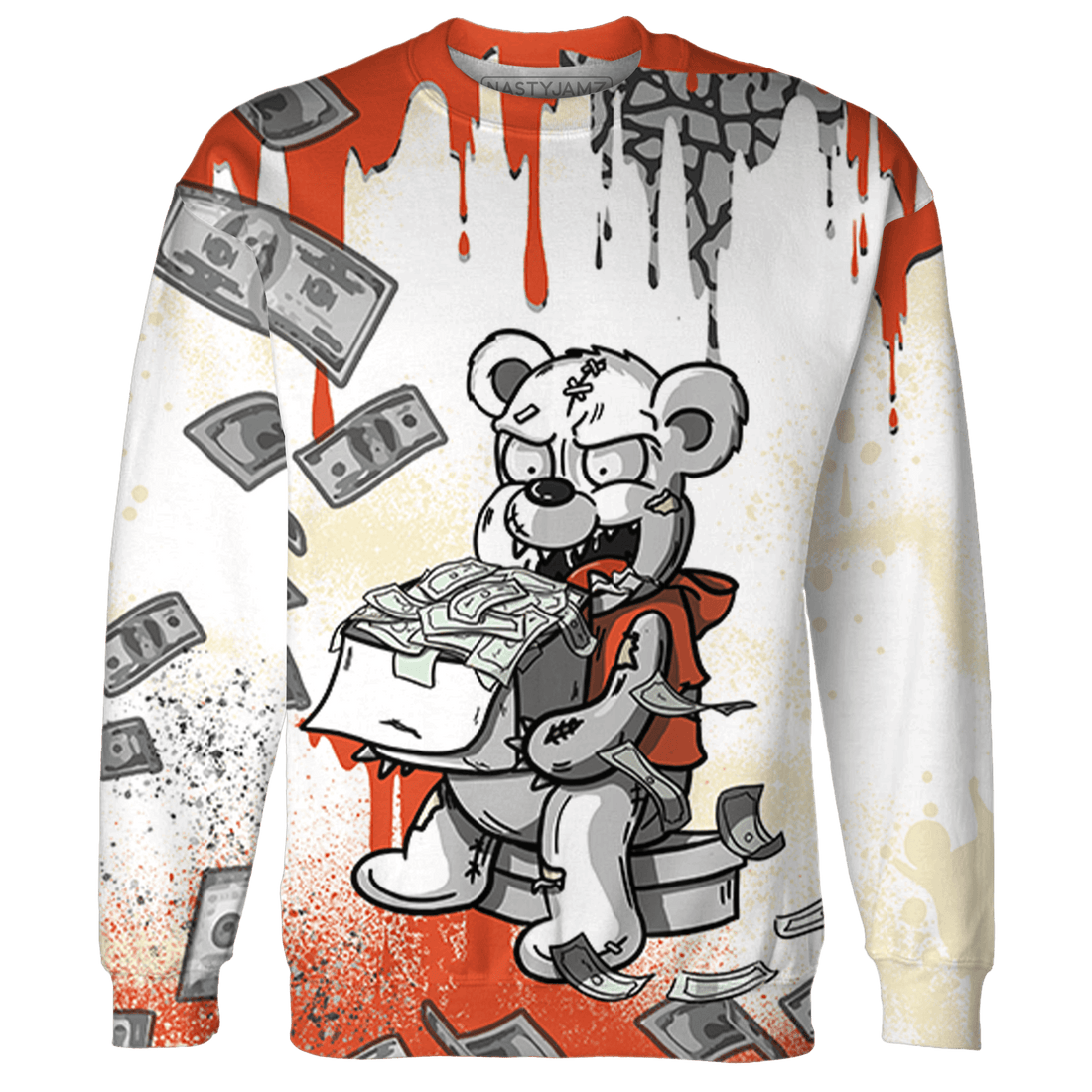 Georgia Peach 3s Sweatshirt Match Cash Money 3D All-Over Print Splash Paint - NastyJamz