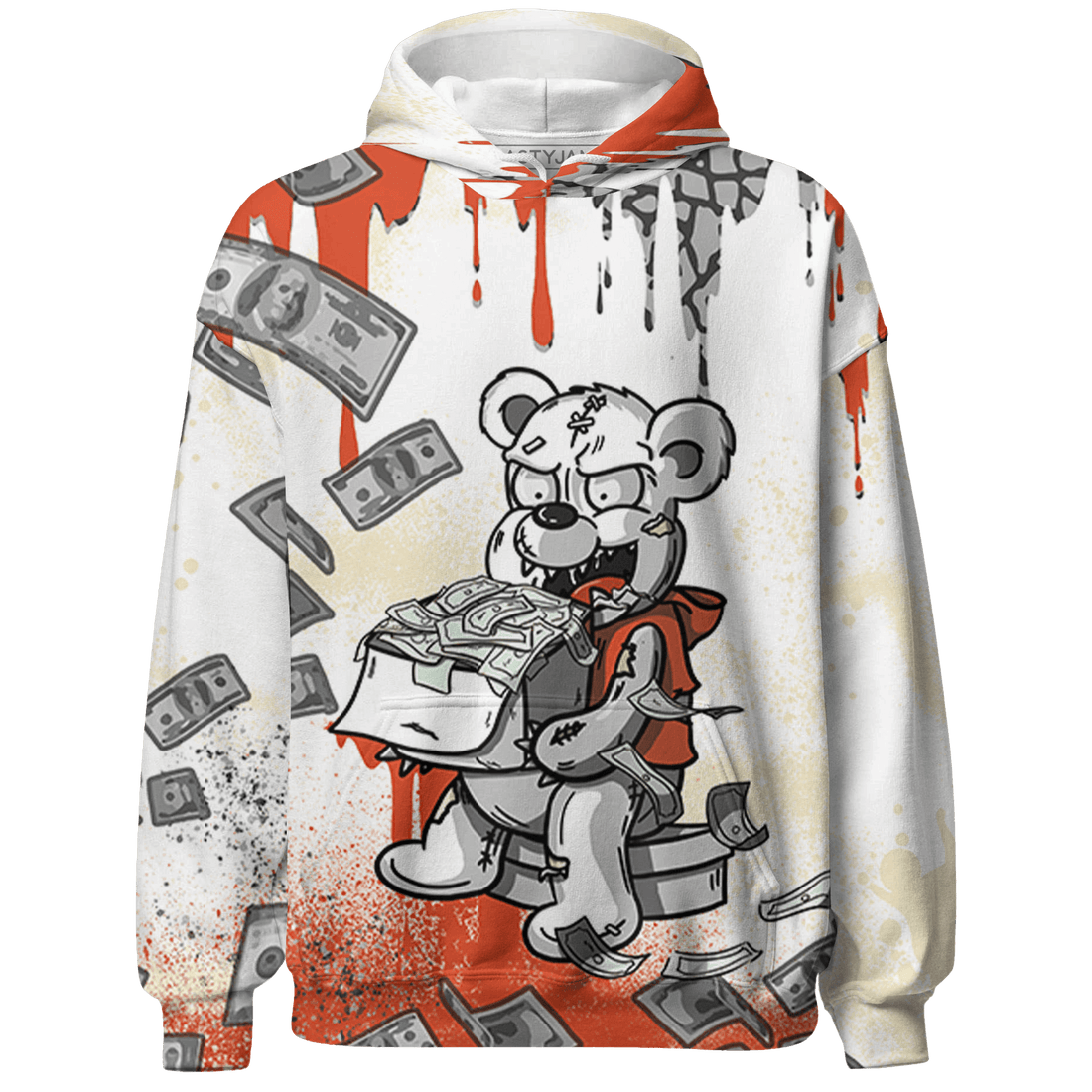 Georgia Peach 3s Hoodie Match Cash Money 3D All-Over Print Splash Paint - NastyJamz