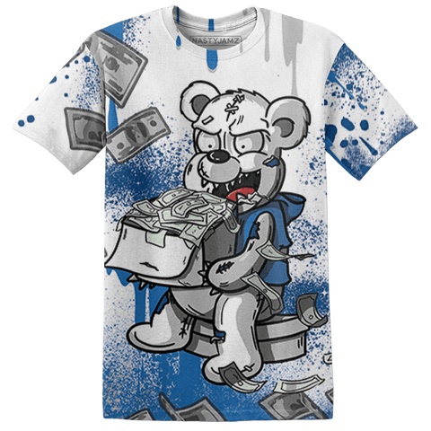 Industrial-Blue-4s-T-Shirt-Match-Cash-Money-3D-Splash-Paint